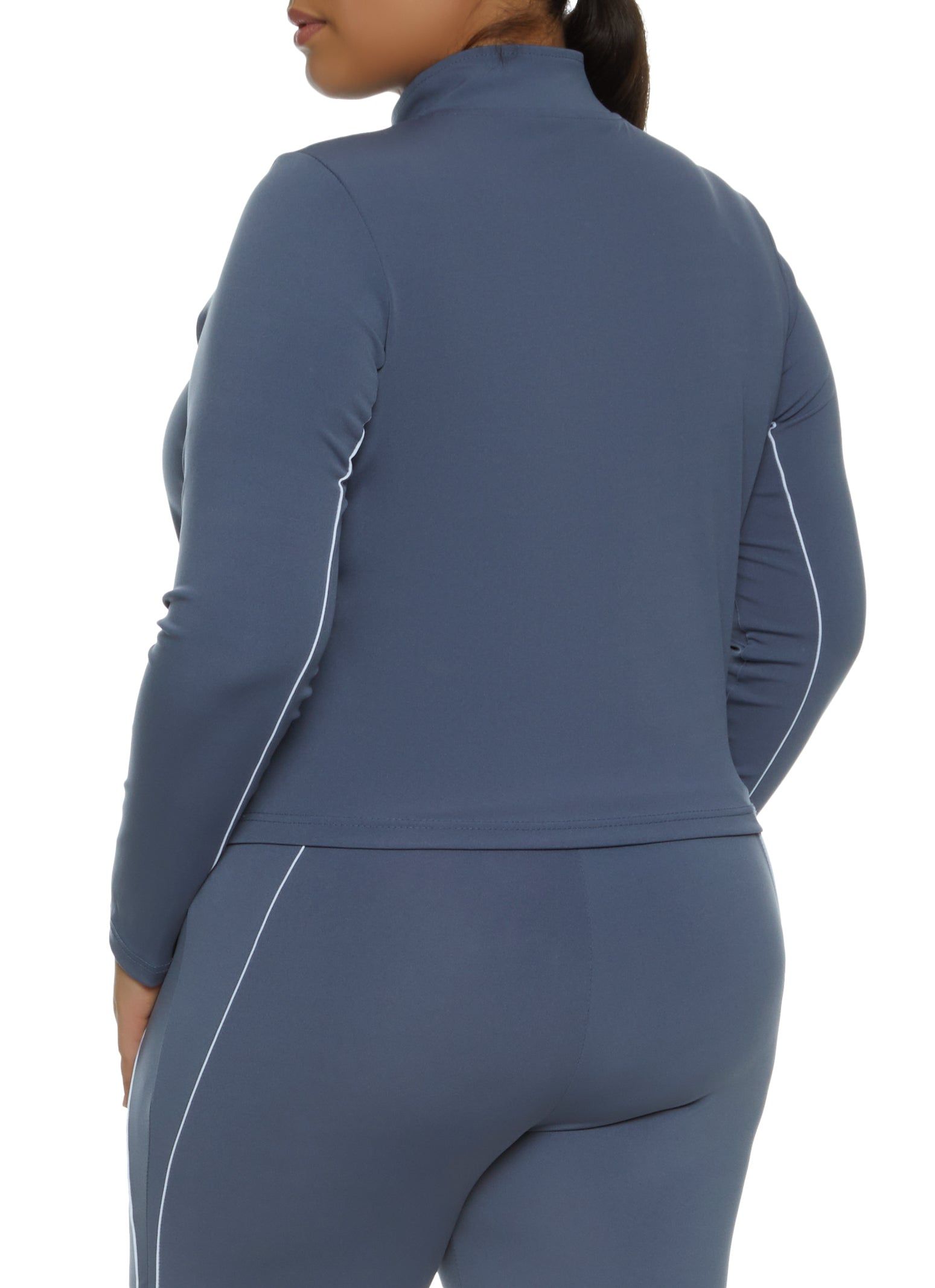 Plus Size Solid Ruched Zip Front Track Jacket sold by Rainbow product image thumbnail 3