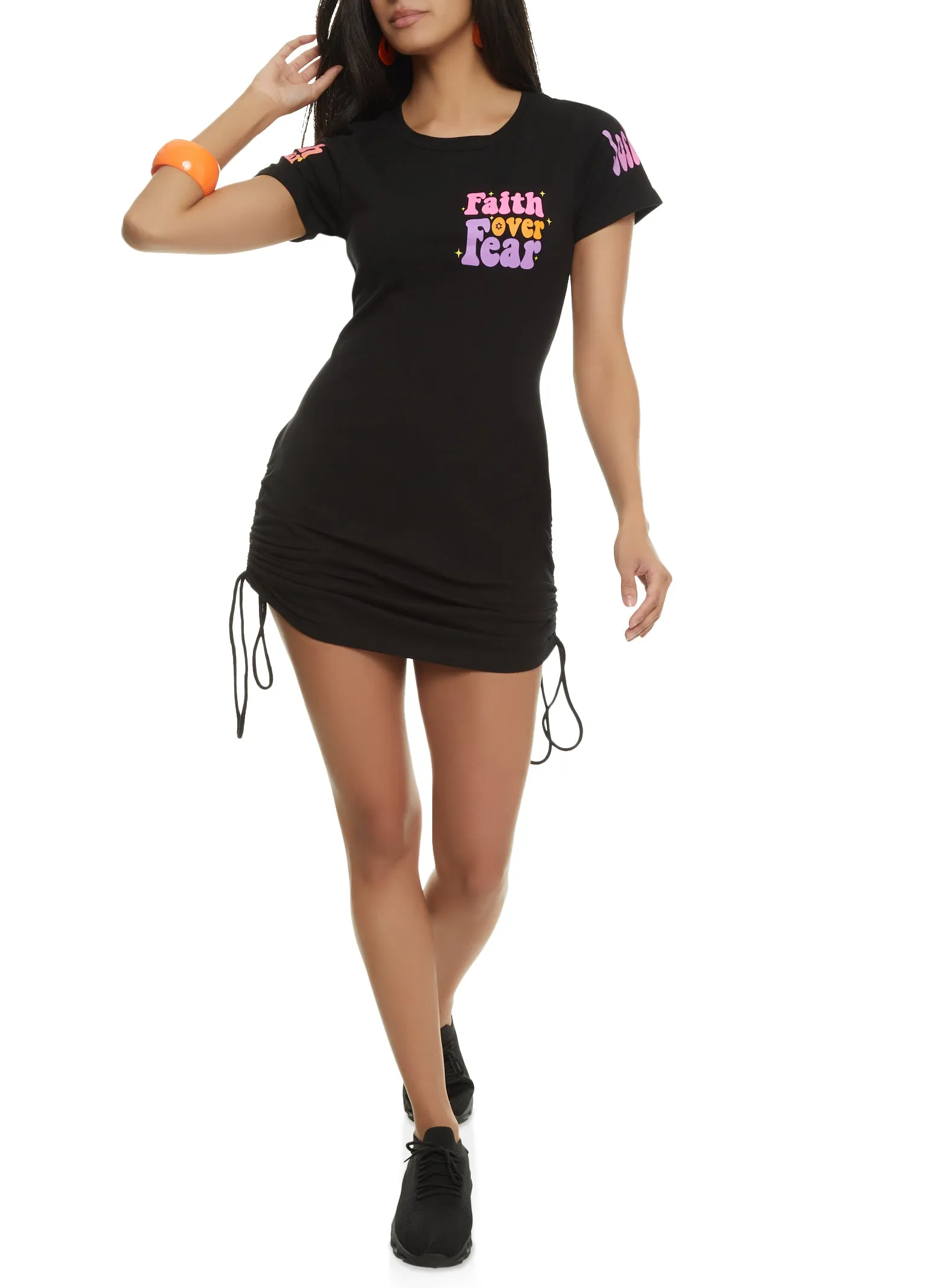 Faith Over Fear T Shirt Mini Dress sold by Rainbow product image thumbnail 2
