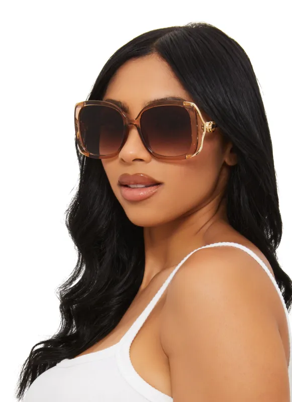 Cut Out Metallic Temple Sunglasses sold by Rainbow