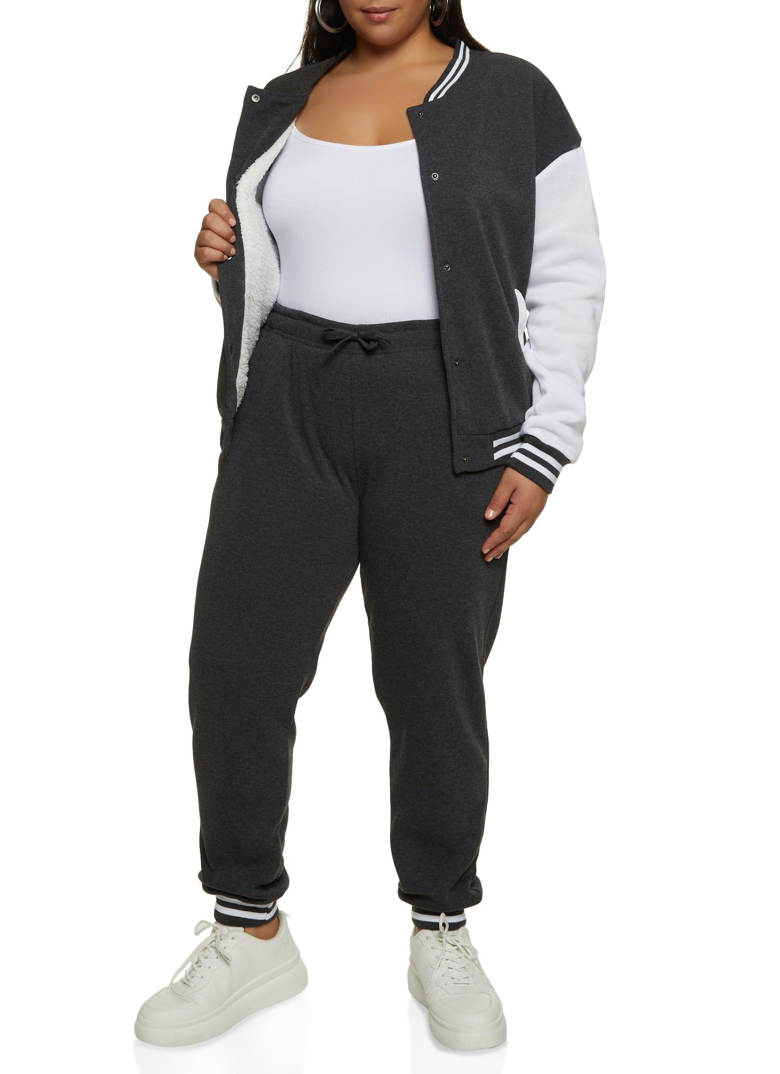 Plus Size Color Block Varsity Jacket sold by Rainbow product image thumbnail 2
