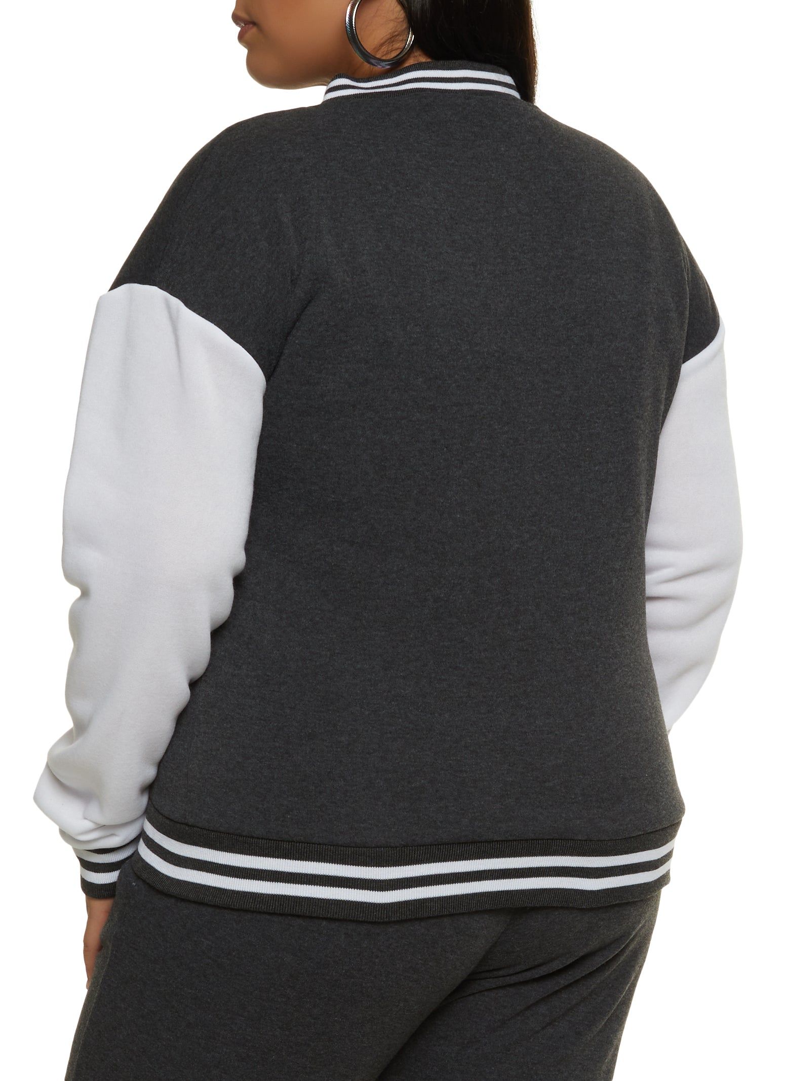 Plus Size Color Block Varsity Jacket sold by Rainbow product image thumbnail 3