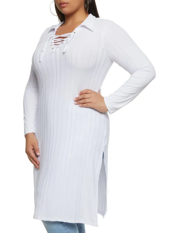 Plus Size Lace Up V Neck Maxi Top sold by Rainbow