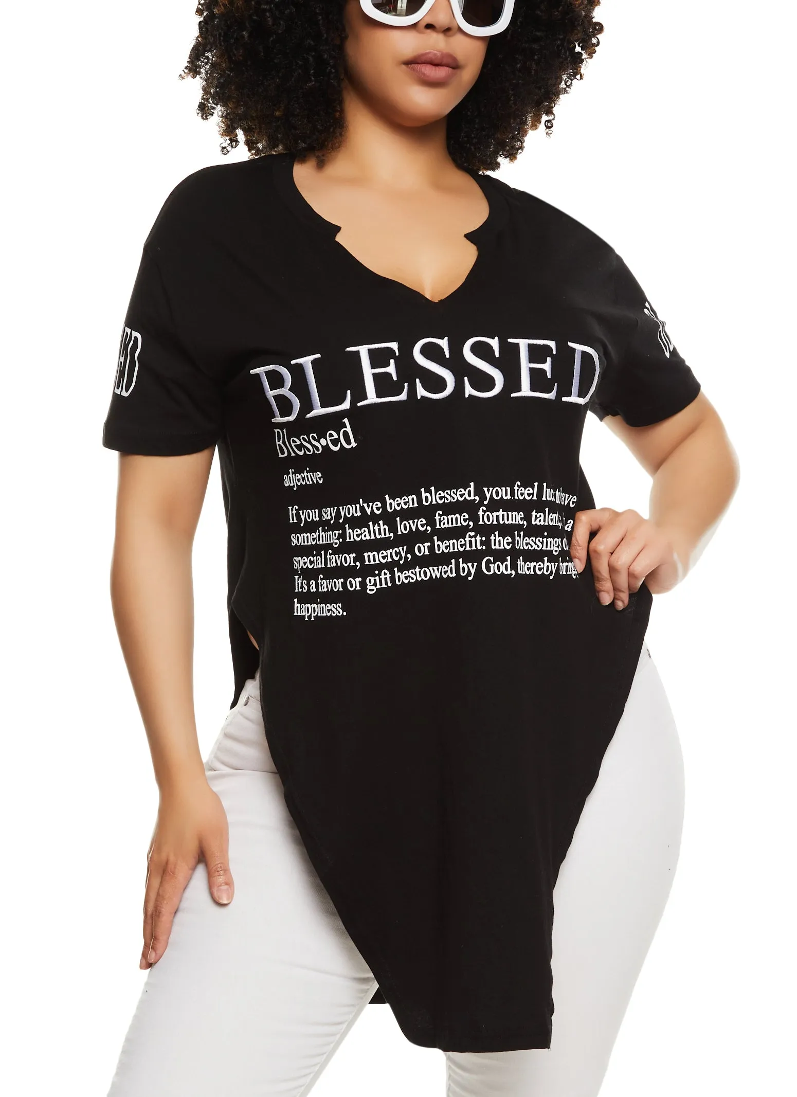 Plus Size Blessed Hanky Hem Graphic T Shirt sold by Rainbow product image thumbnail 2