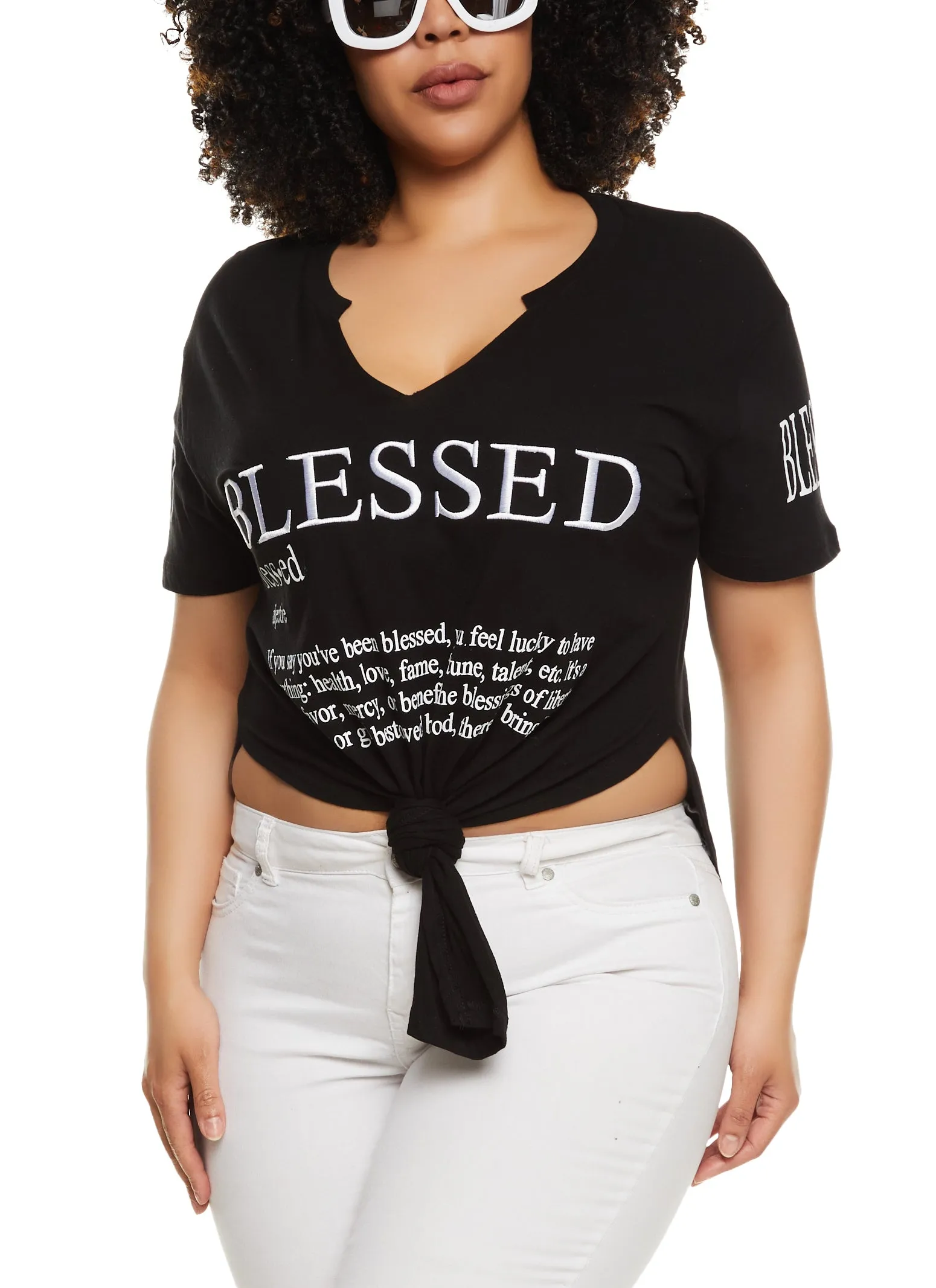 Plus Size Blessed Hanky Hem Graphic T Shirt sold by Rainbow