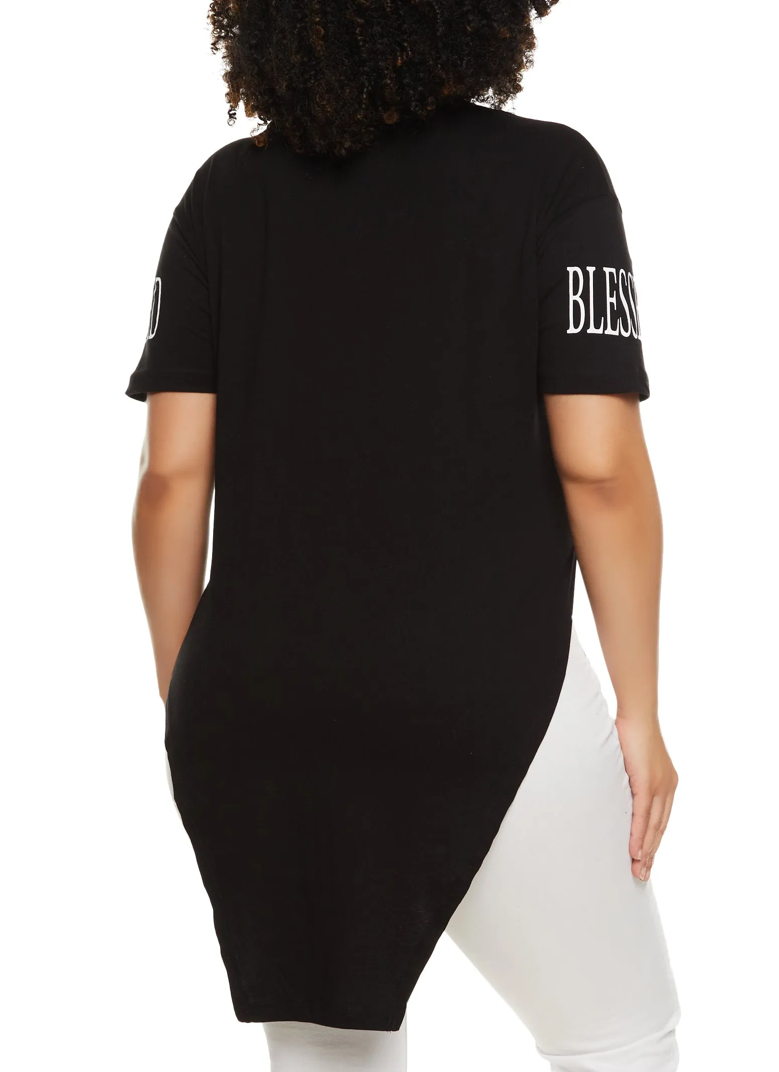 Plus Size Blessed Hanky Hem Graphic T Shirt sold by Rainbow product image thumbnail 3