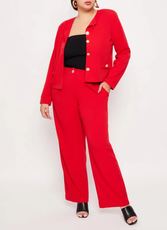 Plus Size Crepe Knit Wide Leg Dress Pants sold by Rainbow