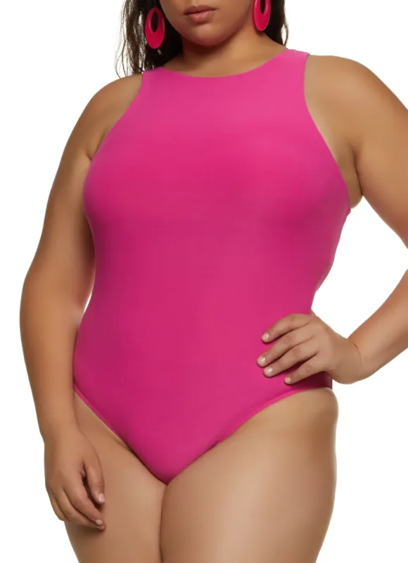 Plus Size Crew Neck Racerback Bodysuit sold by Rainbow