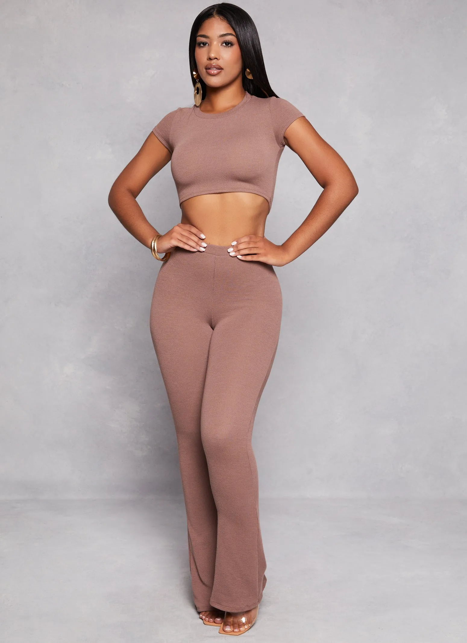 Ribbed Crew Neck Cropped Tee sold by Rainbow product image thumbnail 2