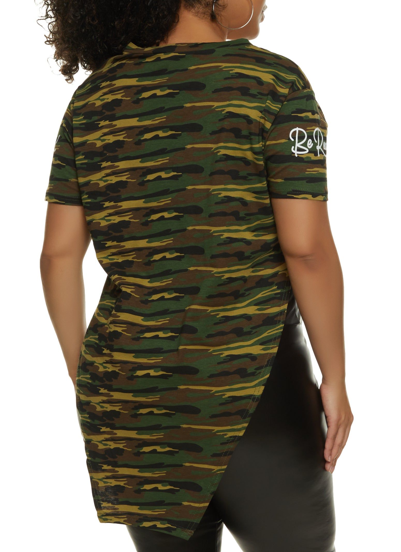 Plus Size Camo Be Real Not Perfect Hanky Hem Graphic Tee sold by Rainbow product image thumbnail 2