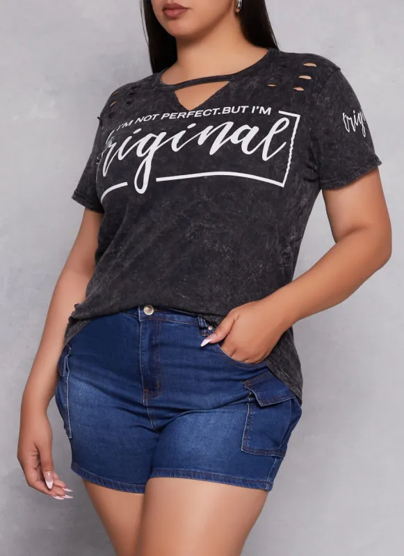 Plus Size Im Not Perfect But Im Original Graphic Tee sold by Rainbow