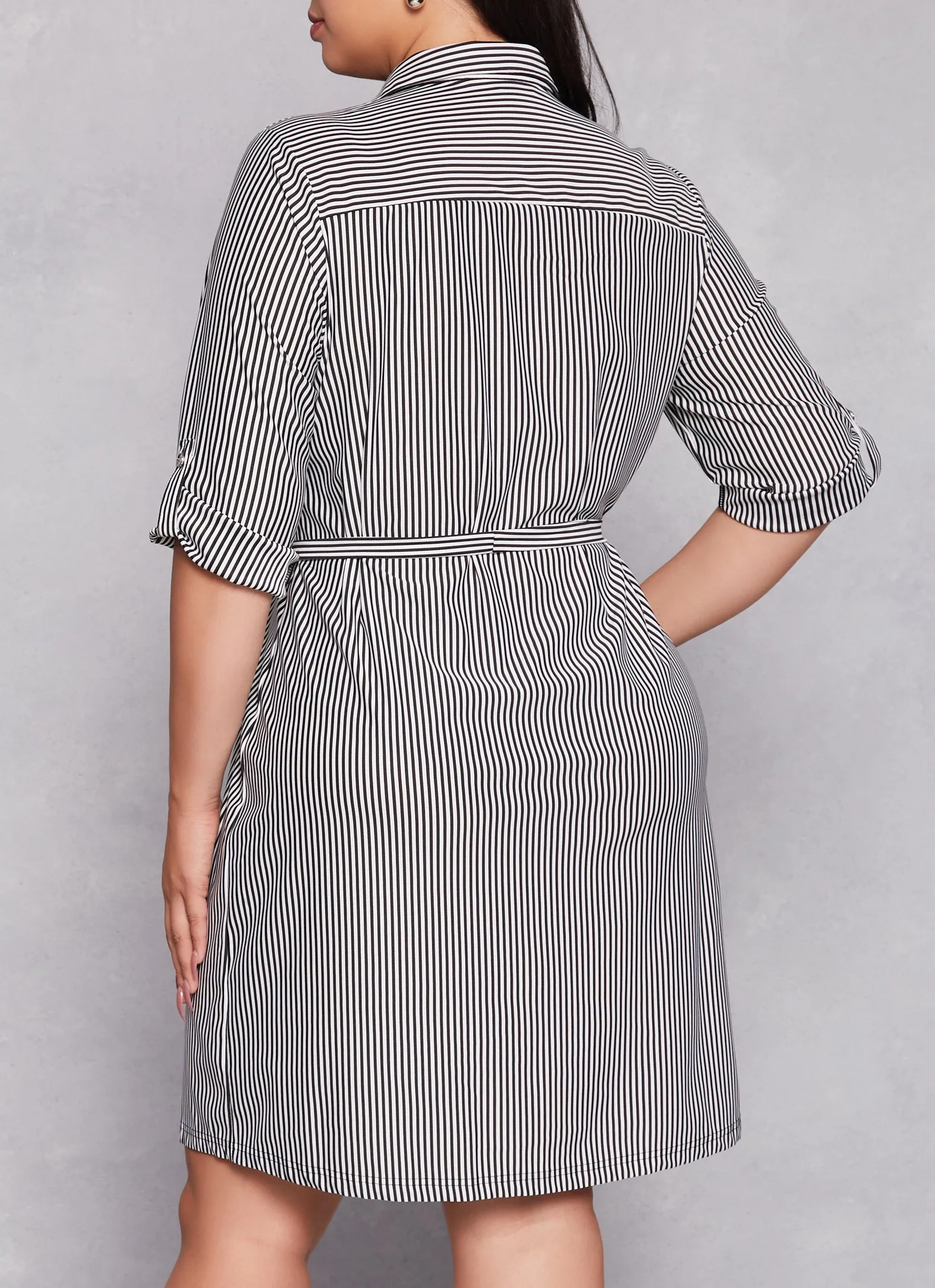 Plus Size Striped Button Front Belted Shirt Dress sold by Rainbow product image thumbnail 3