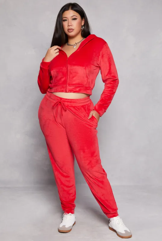 Plus Size Velour High Waist Drawstring Joggers sold by Rainbow