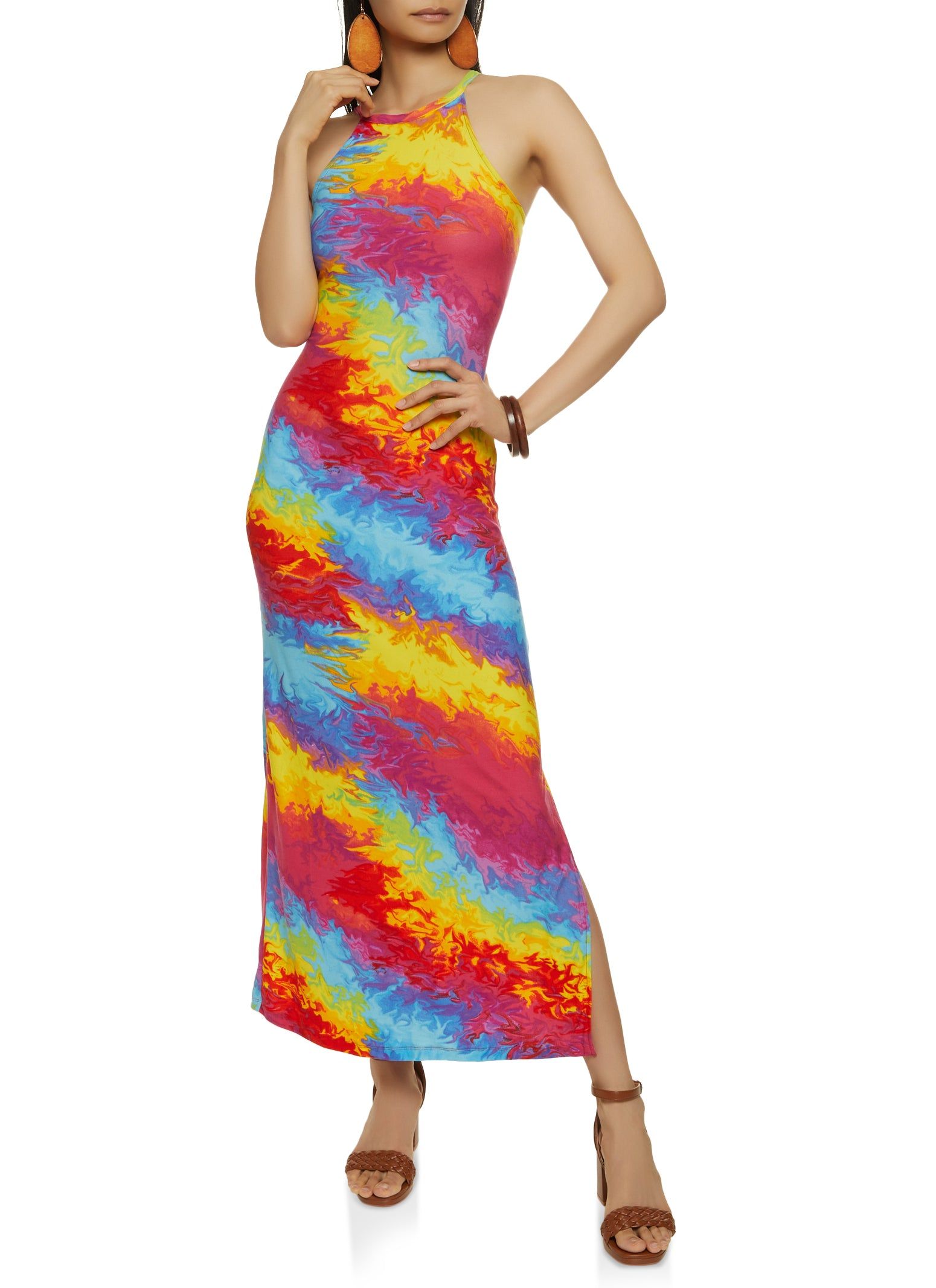 Rainbow Psychedelic Print High Neck Dress sold by Rainbow product image thumbnail 2