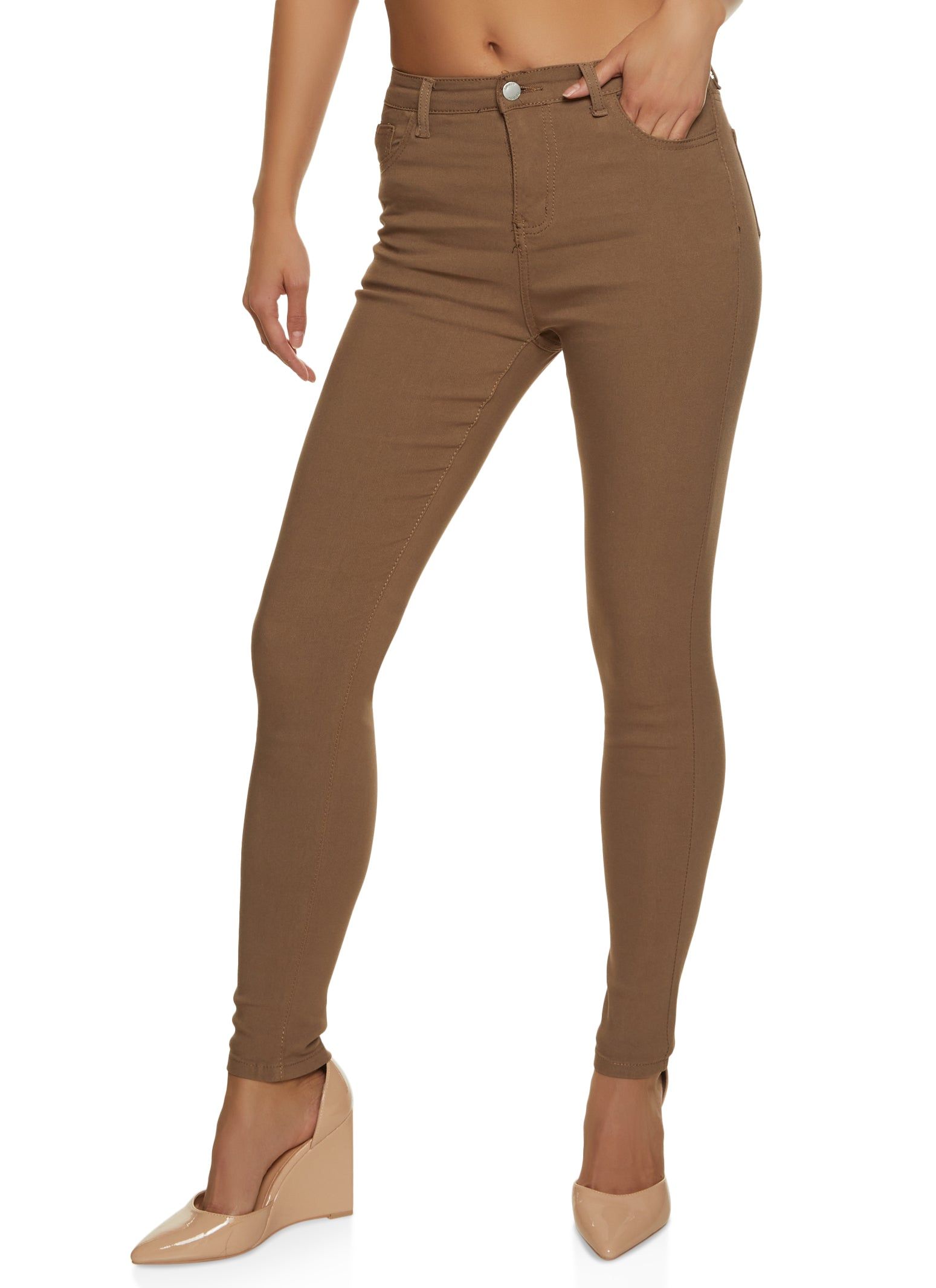Solid High Waist Skinny Jeans sold by Rainbow