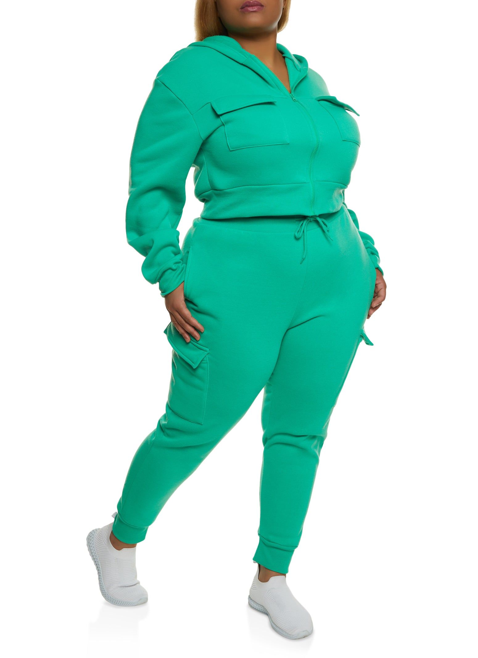 Plus Size Cargo Pocket Cropped Hoodie sold by Rainbow product image thumbnail 2