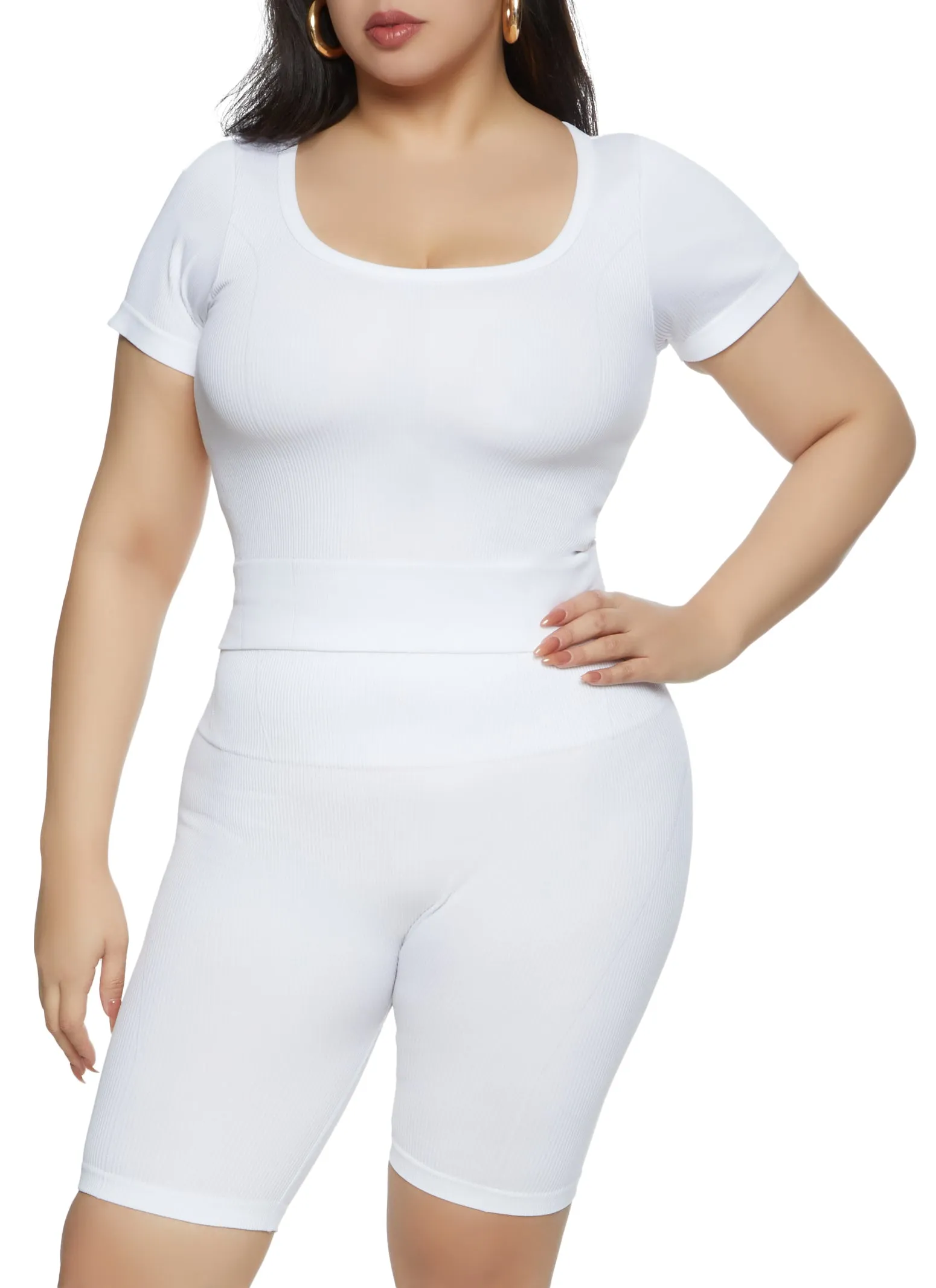 Plus Size Seamless Ribbed Short Sleeve Top sold by Rainbow product image thumbnail 2