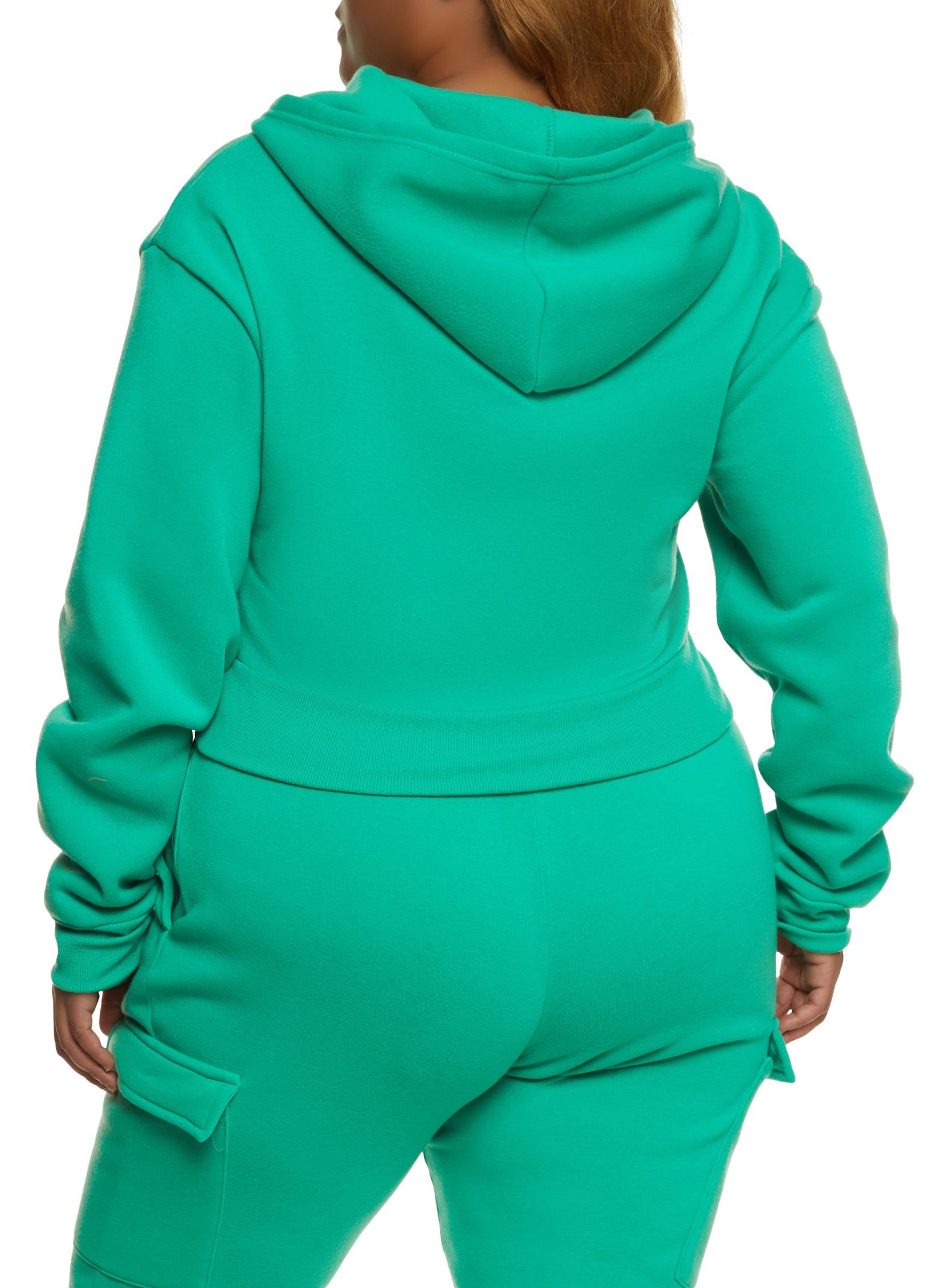 Plus Size Cargo Pocket Cropped Hoodie sold by Rainbow product image thumbnail 3