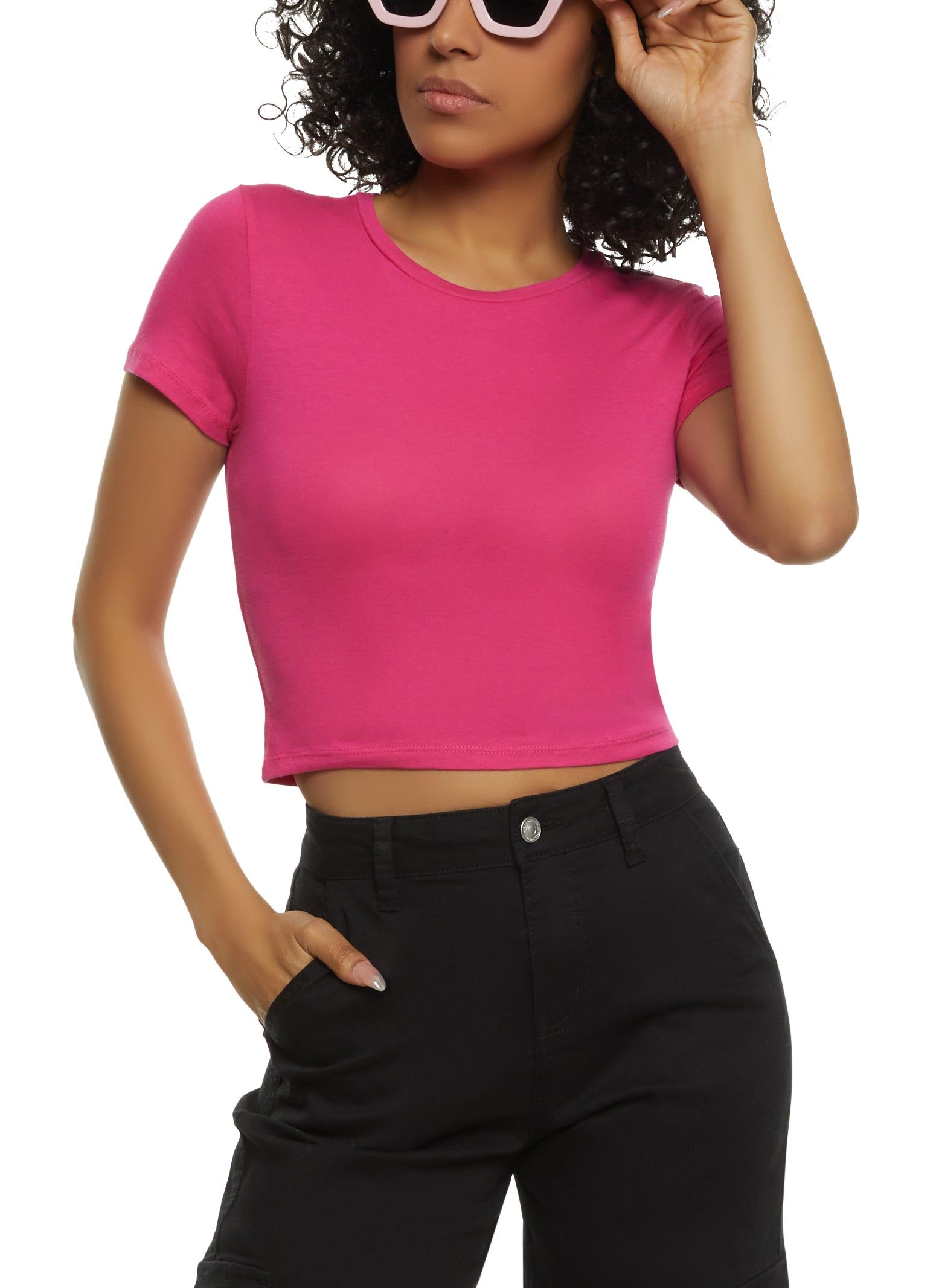 Basic Crew Neck Cropped Tee sold by Rainbow