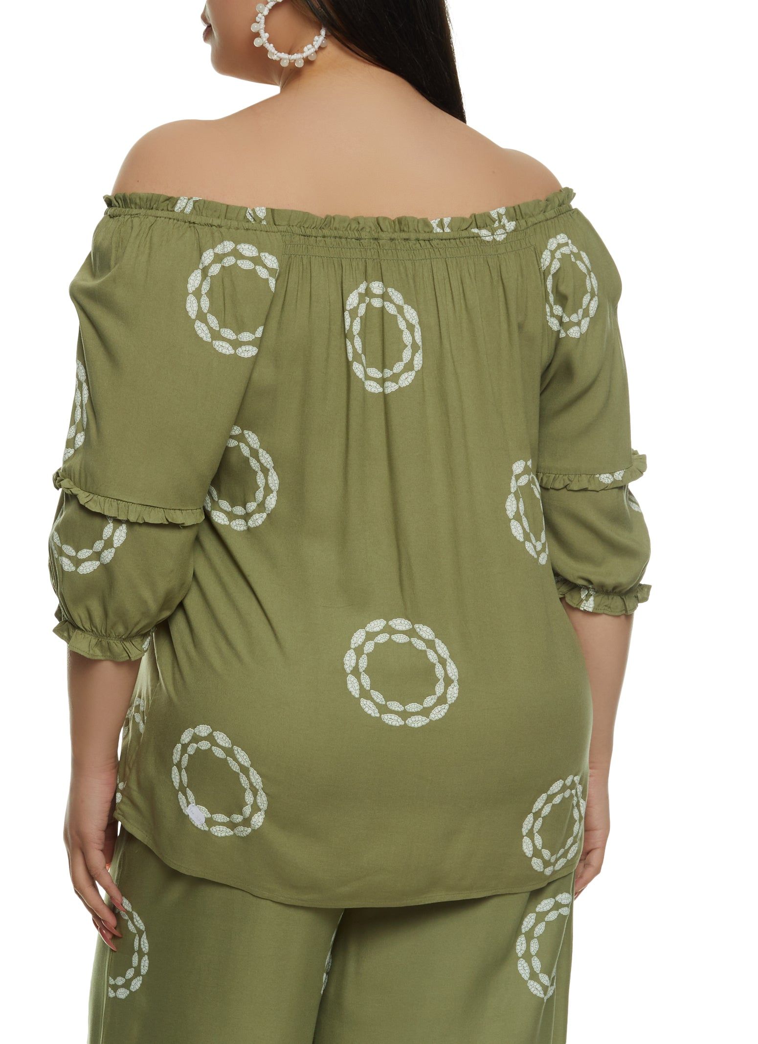Plus Size Printed Tiered Sleeve Off the Shoulder Top sold by Rainbow product image thumbnail 3