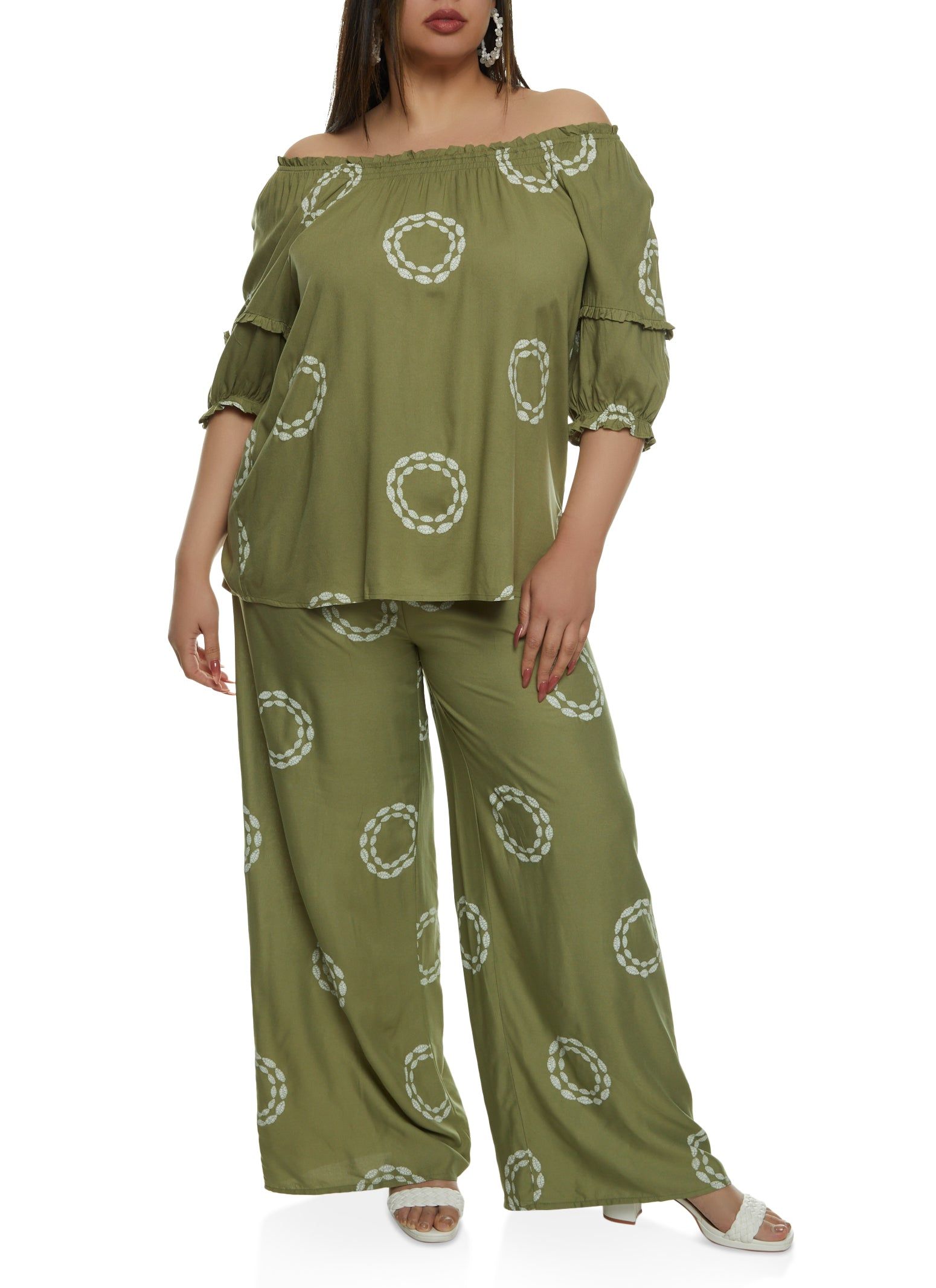 Plus Size Printed Tiered Sleeve Off the Shoulder Top sold by Rainbow product image thumbnail 2