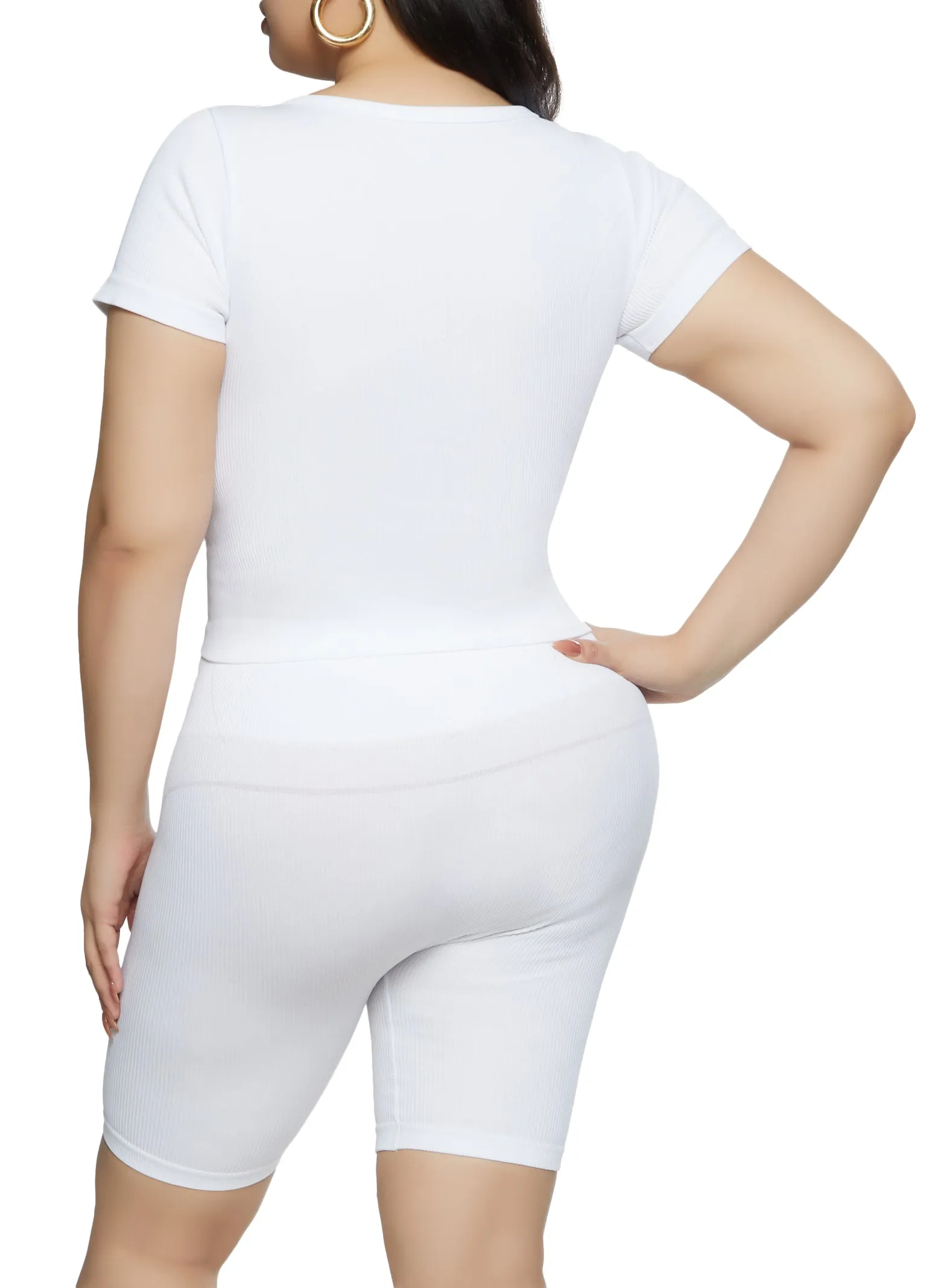 Plus Size Seamless Ribbed Short Sleeve Top sold by Rainbow product image thumbnail 3