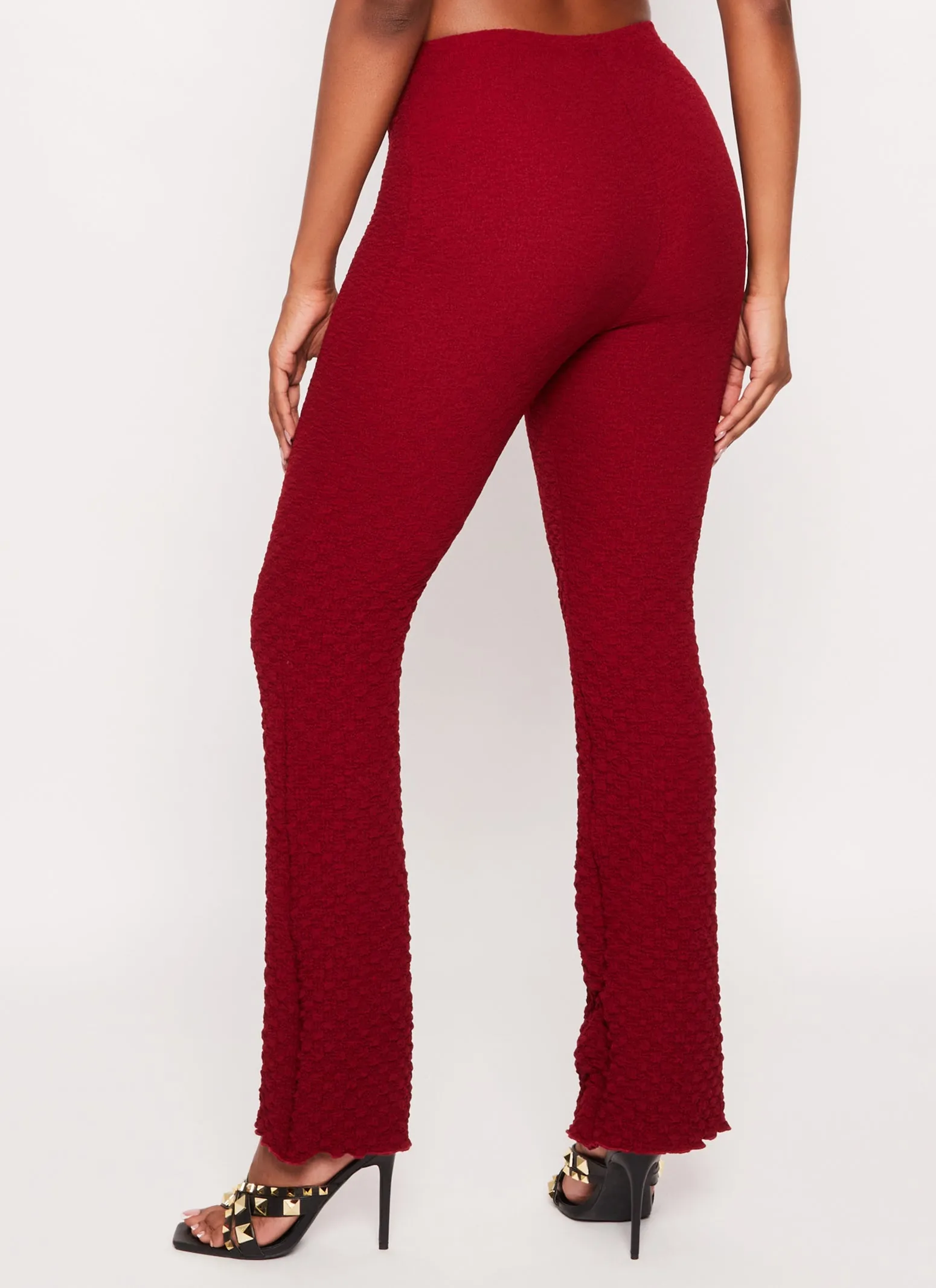 Textured Knit High Waist Flared Pants sold by Rainbow product image thumbnail 3