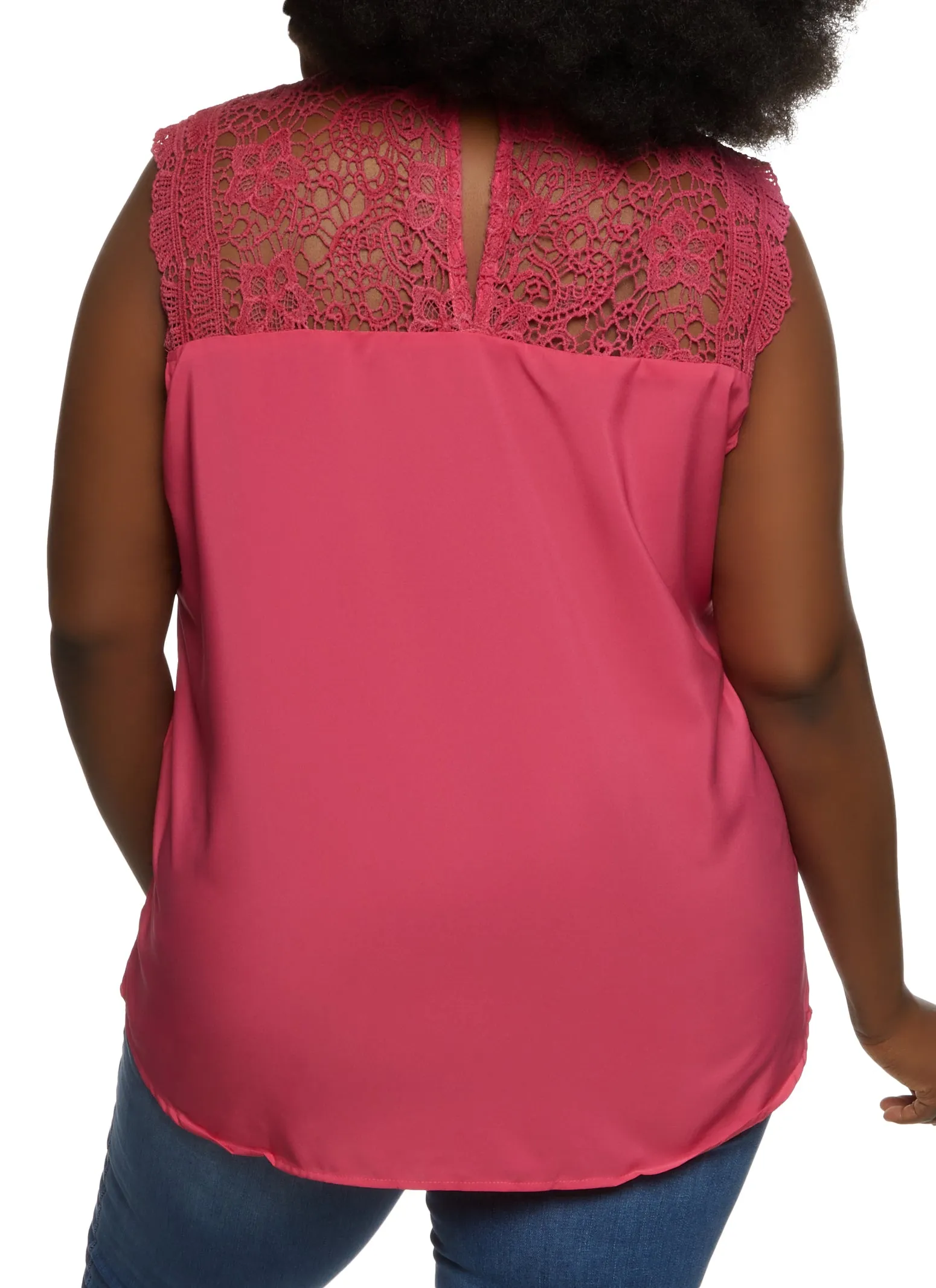 Plus Size Crochet Detail Mock Neck Sleeveless Blouse sold by Rainbow product image thumbnail 2