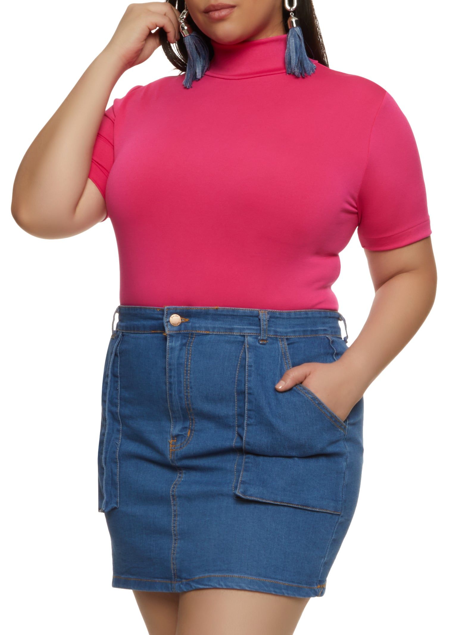 Plus Size Mock Neck Short Sleeve Seamless Bodysuit sold by Rainbow product image thumbnail 2