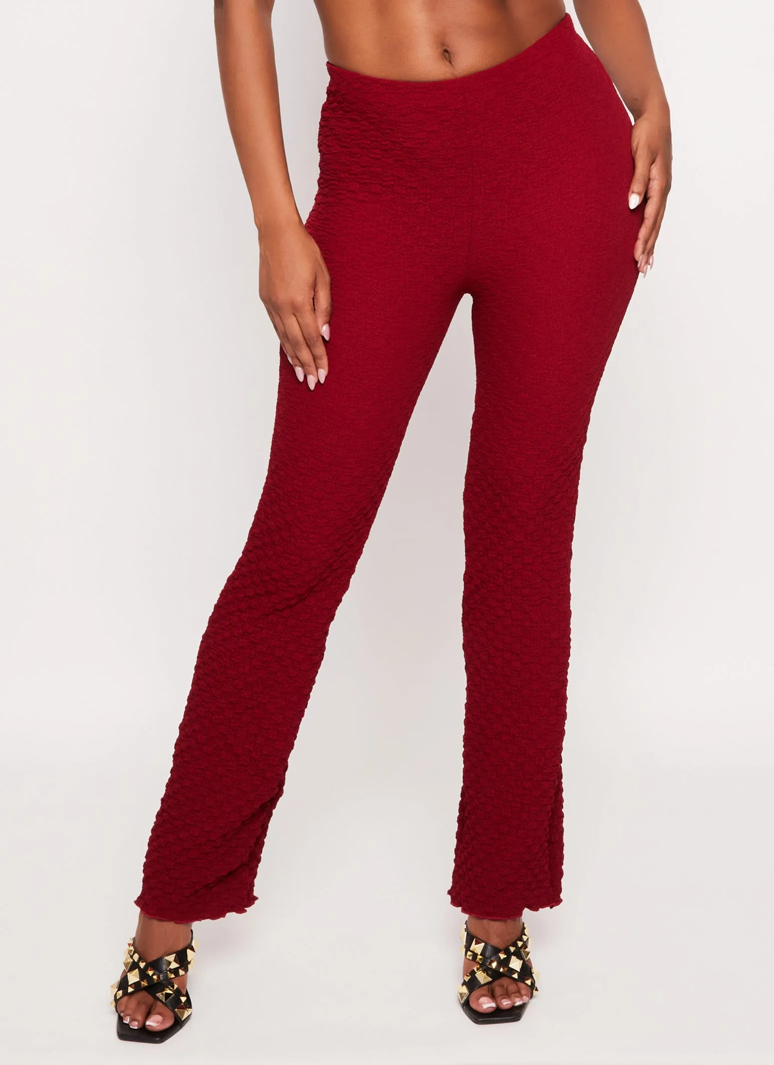 Textured Knit High Waist Flared Pants sold by Rainbow product image thumbnail 2