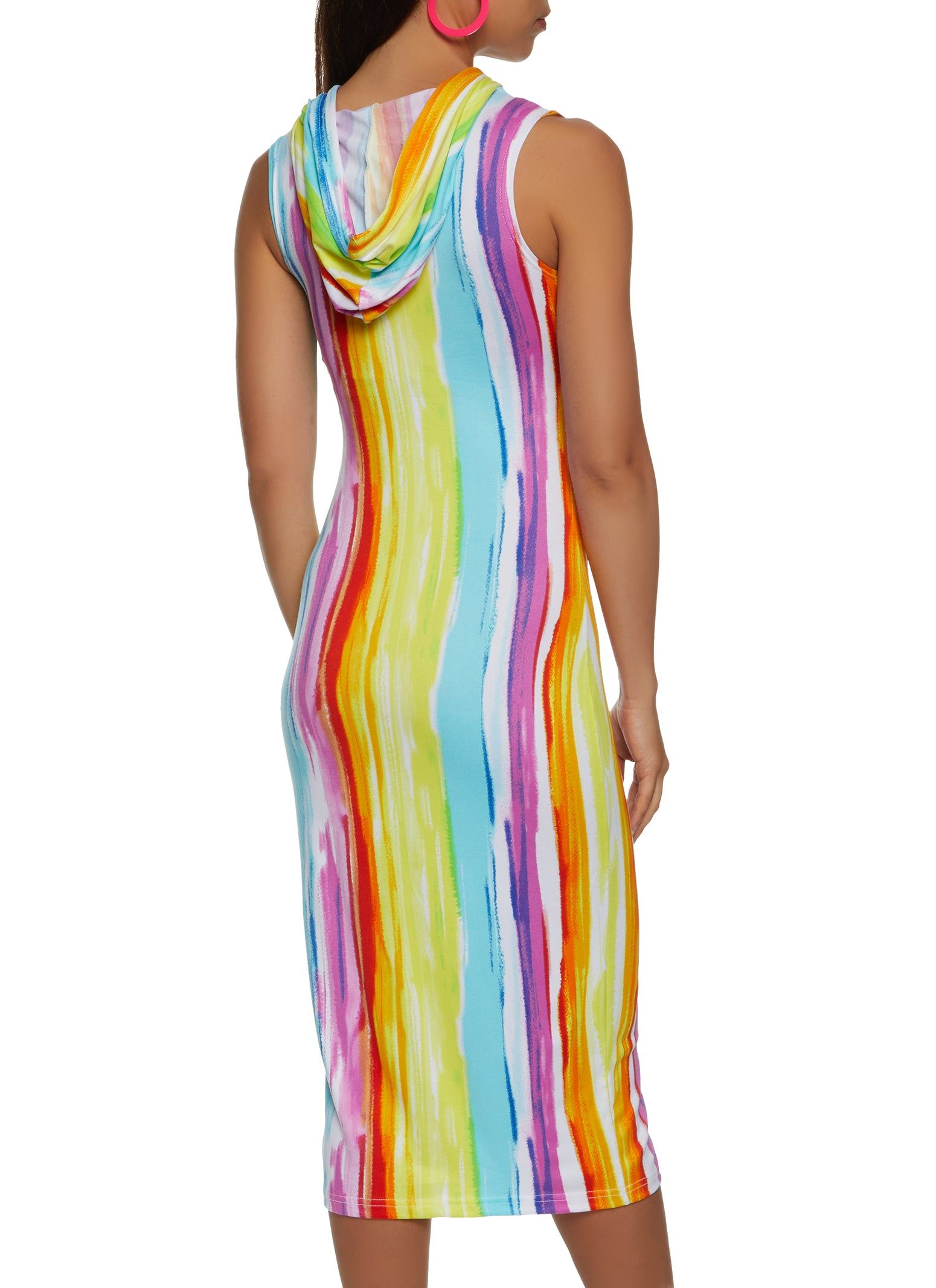 Rainbow Stripe Hooded Midi Dress sold by Rainbow product image thumbnail 3