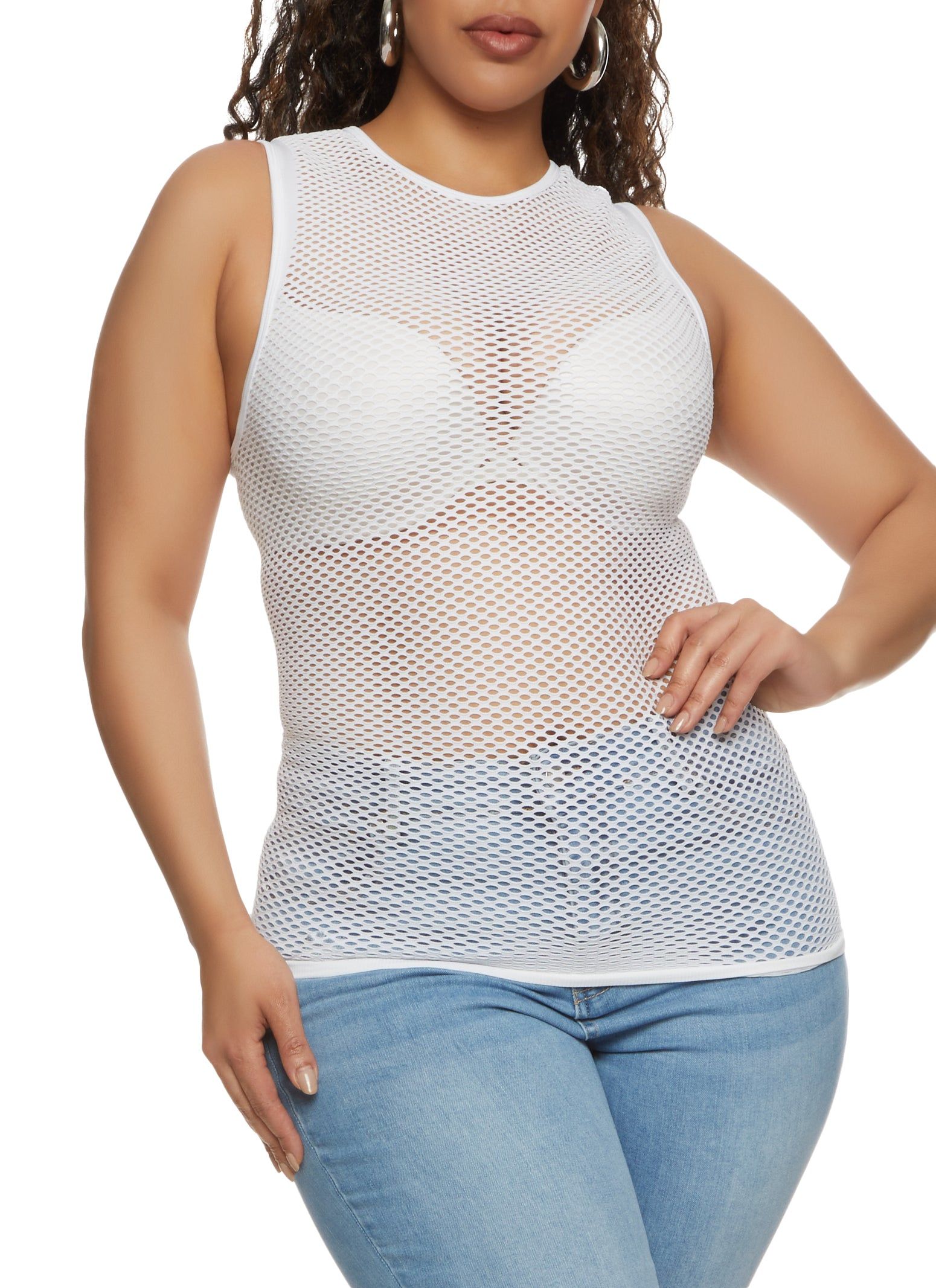 Plus Size Fishnet Seamless Tank Top sold by Rainbow product image thumbnail 2