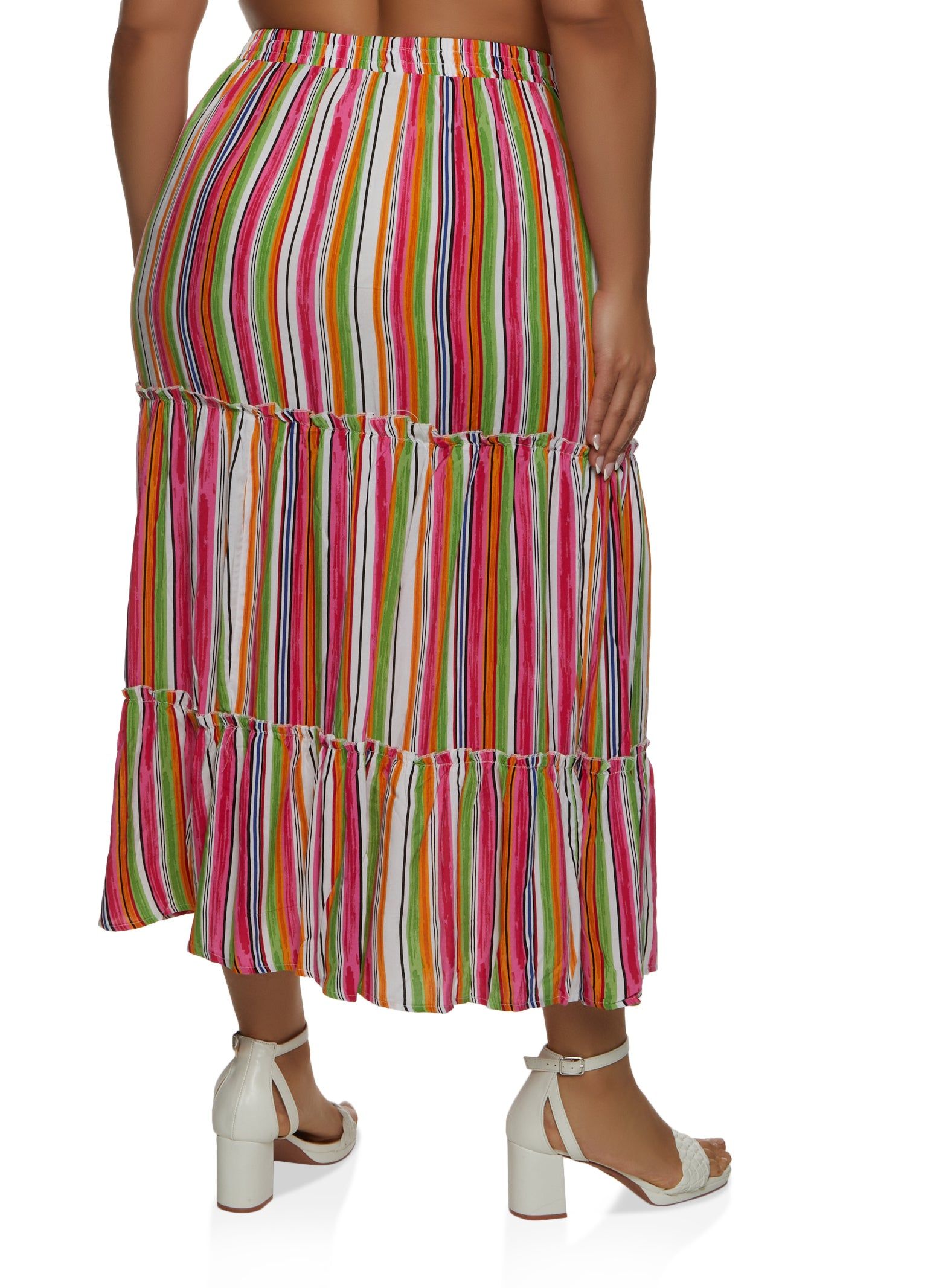 Plus Size Stripe Tiered Maxi Skirt sold by Rainbow product image thumbnail 2