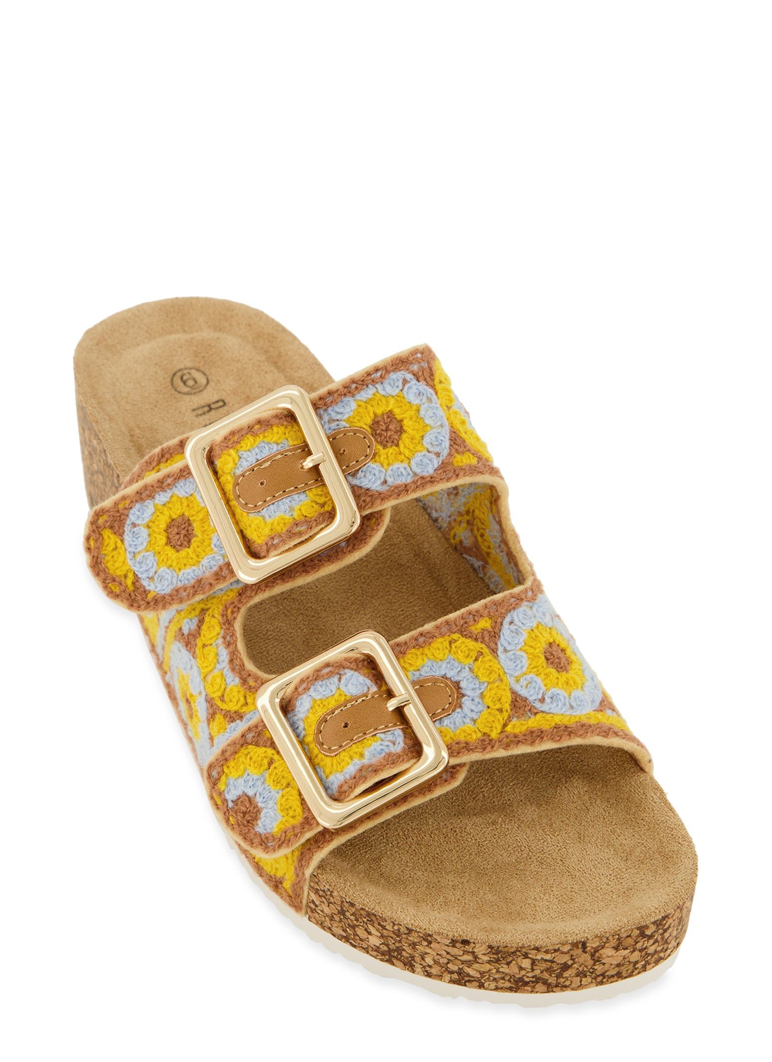 Boho Crochet Platform Footbed Sandals sold by Rainbow
