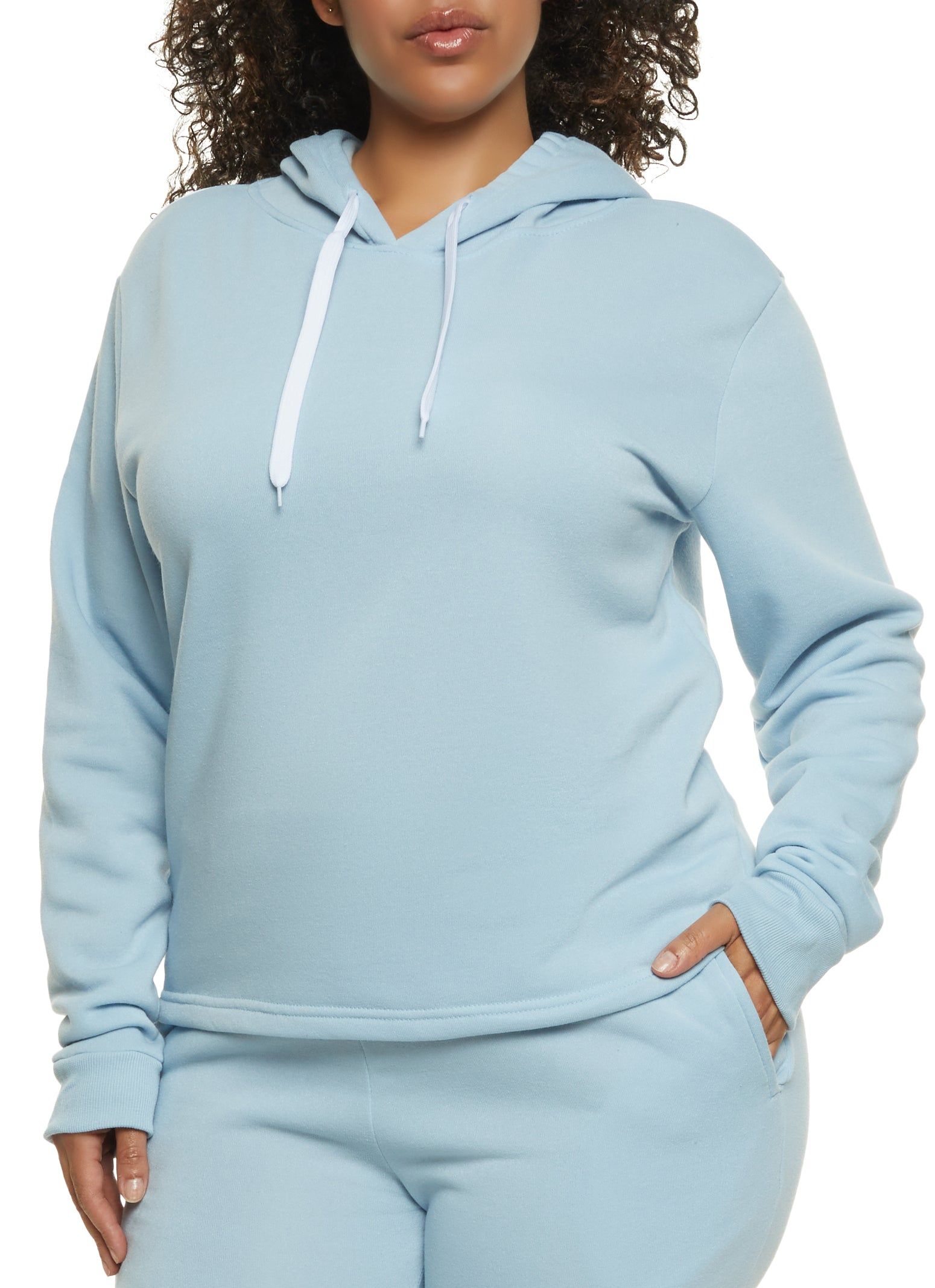Plus Size Solid Pullover Hoodie sold by Rainbow