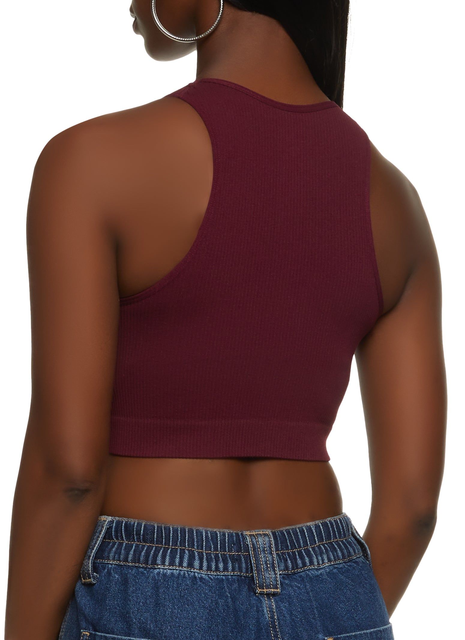 Seamless Ribbed V Neck Cropped Tank Top sold by Rainbow product image thumbnail 2