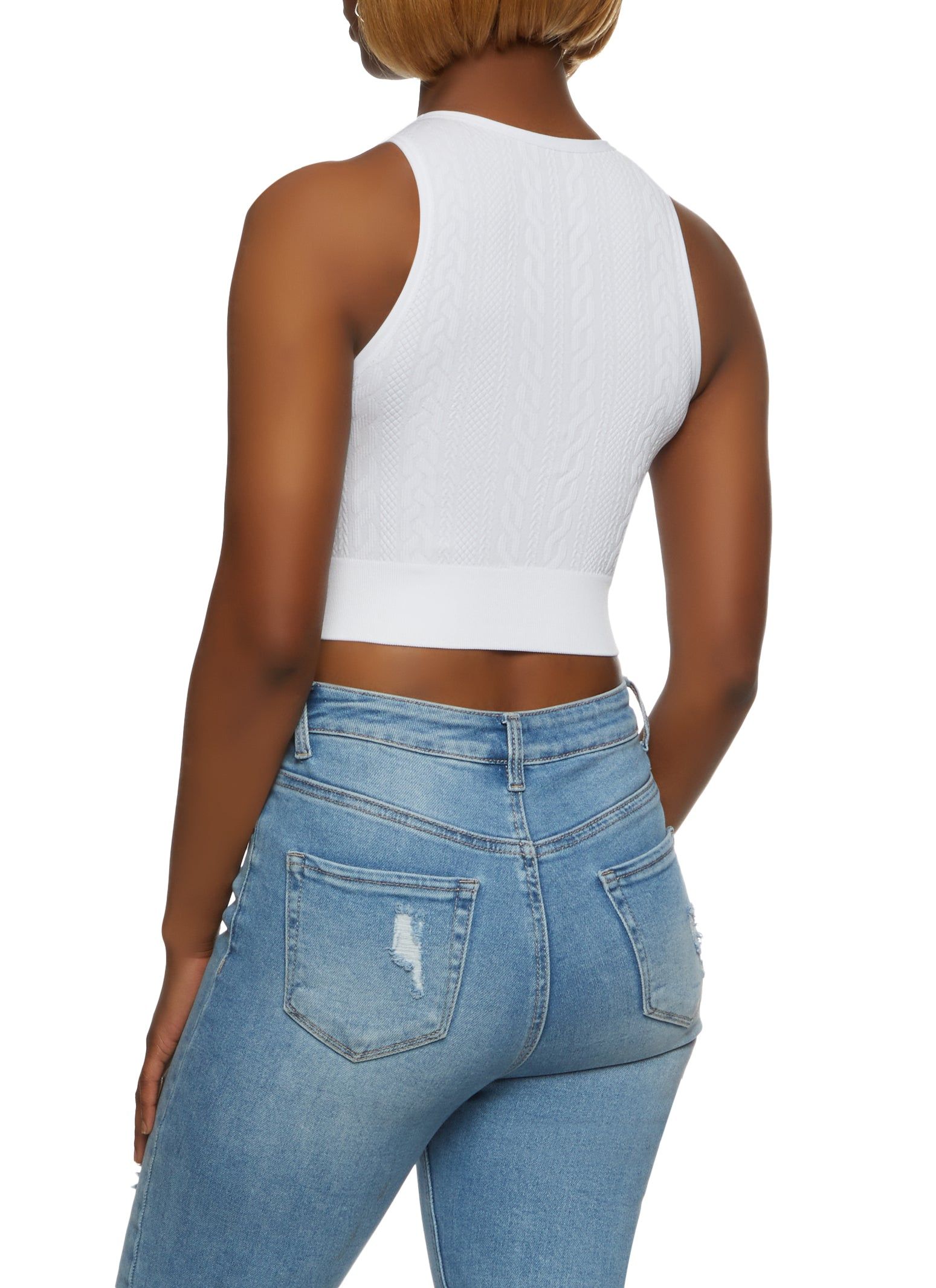 Seamless Cable Knit Cropped Tank Top sold by Rainbow product image thumbnail 2