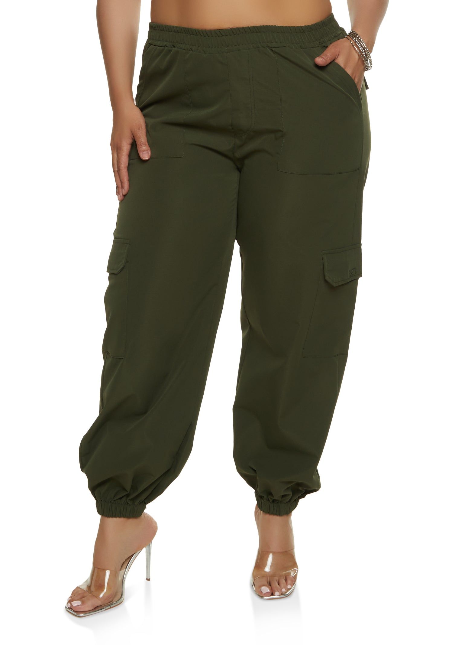Plus Size Poplin Cargo Joggers sold by Rainbow