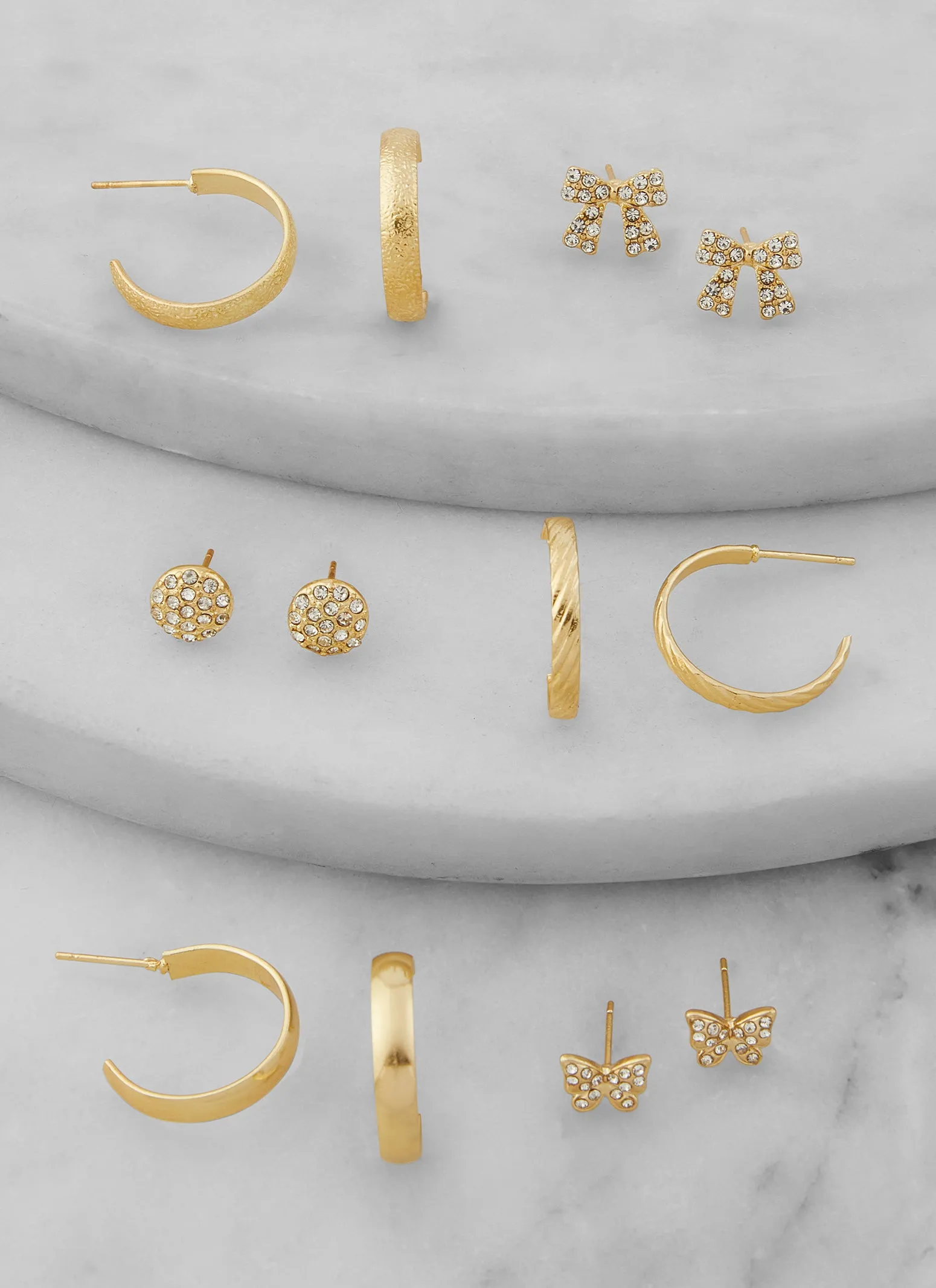 Assorted Rhinestone Stud and Hoop Earring Set of 6 sold by Rainbow