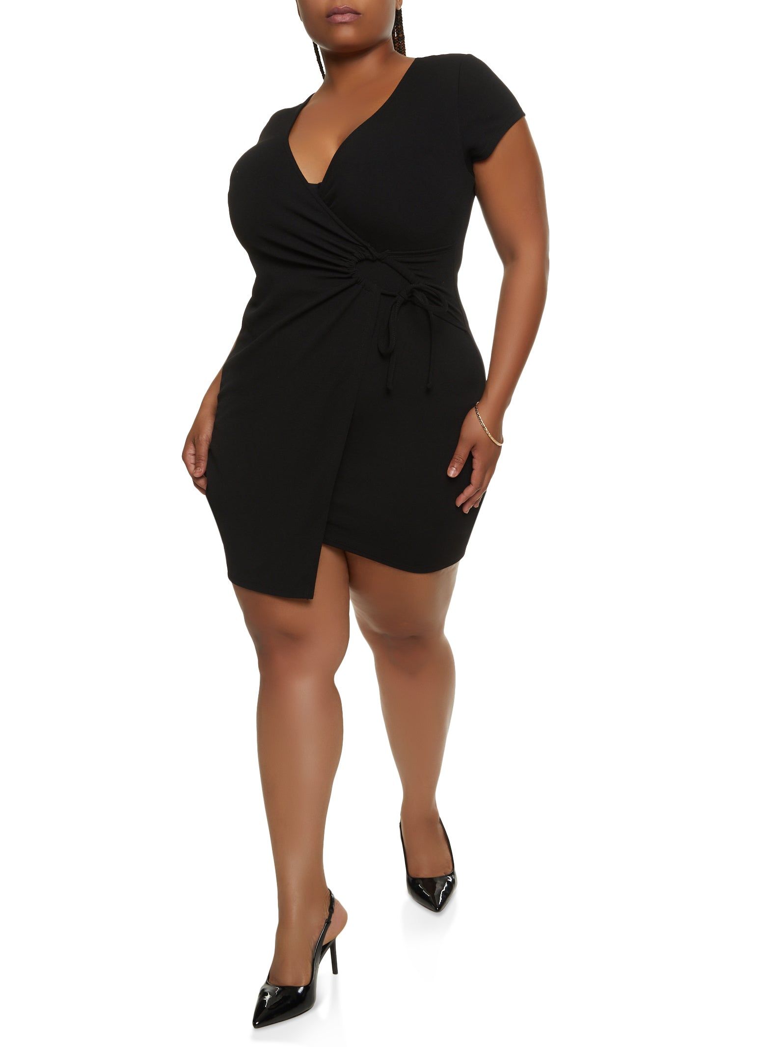 Plus Size Tie Front Mini Wrap Dress sold by Rainbow product image thumbnail 2