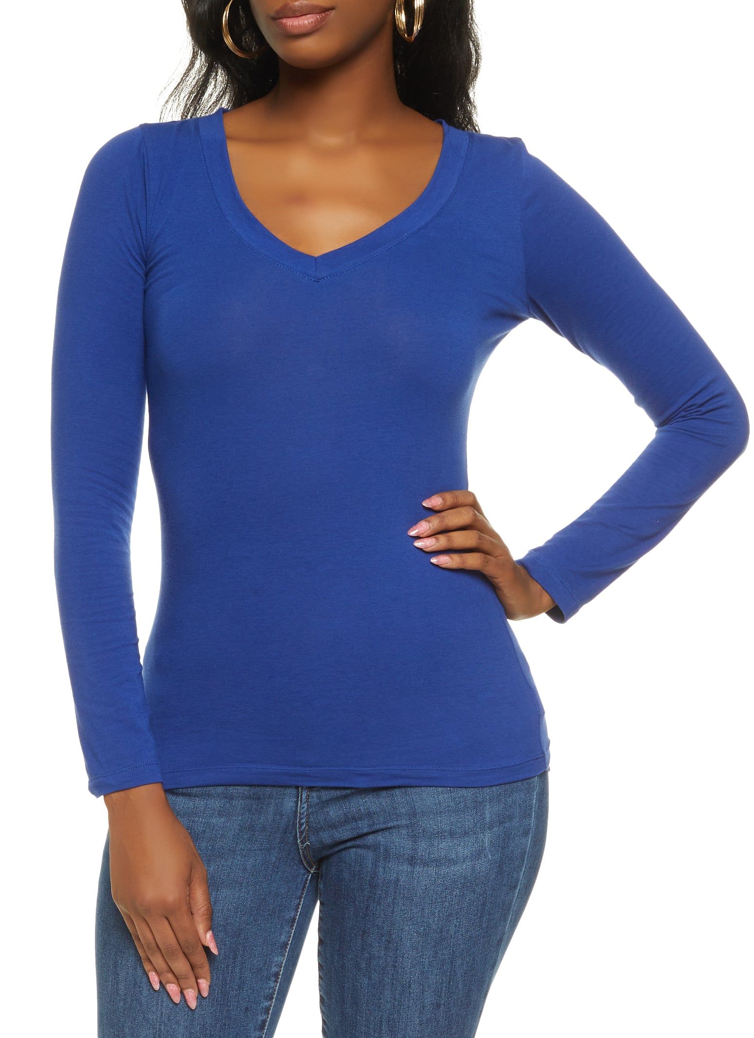 Basic V Neck Long Sleeve Top sold by Rainbow
