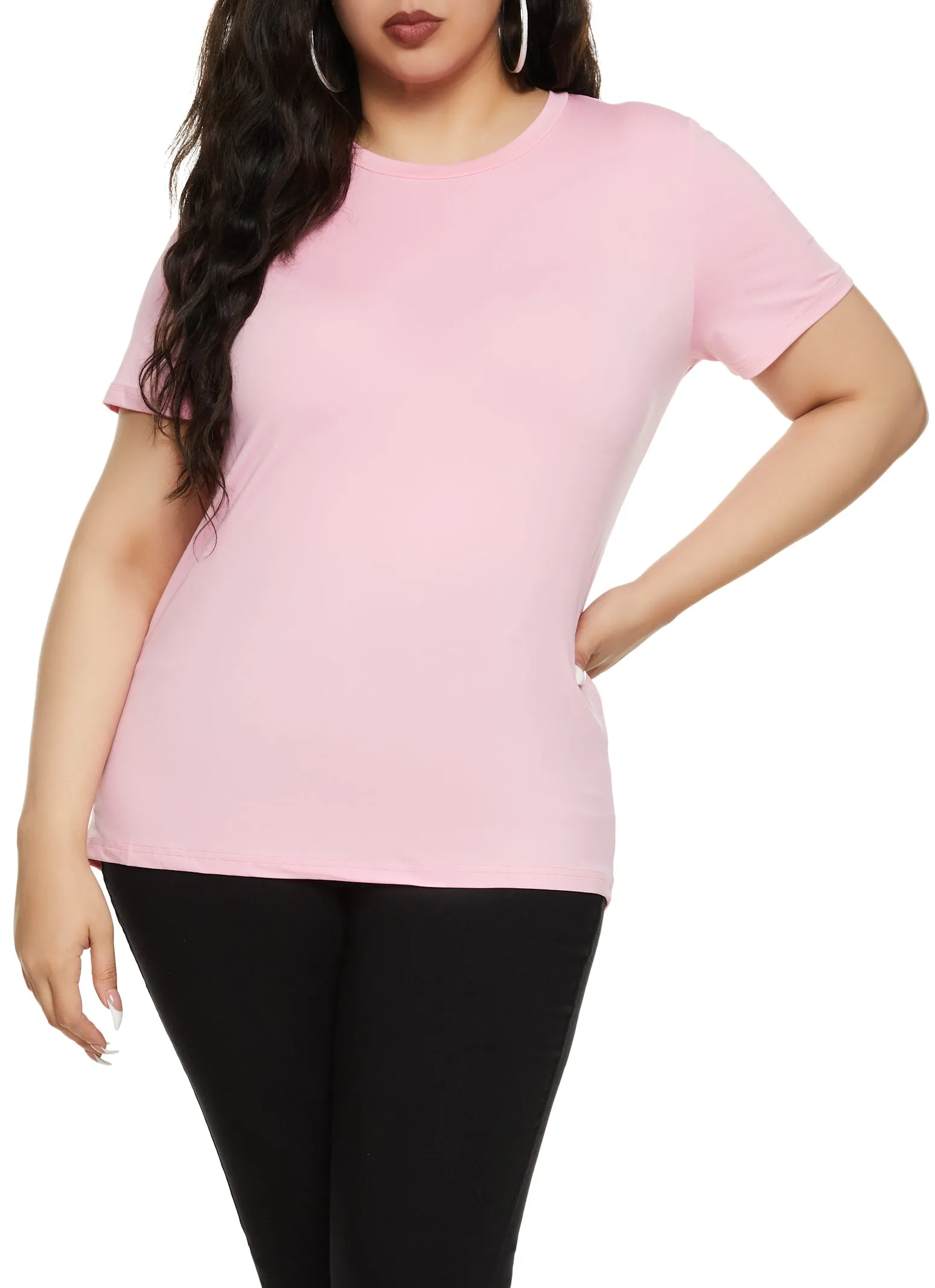 Plus Size Basic Soft Knit Short Sleeve Top sold by Rainbow
