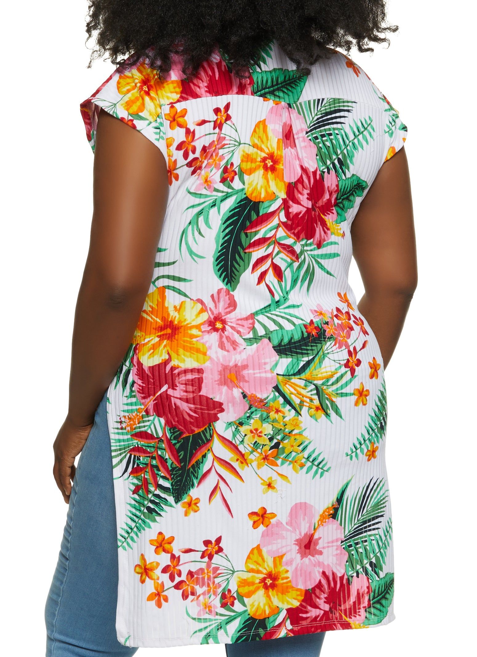 Plus Size Floral Print Tie Front High Low Shirt sold by Rainbow product image thumbnail 2