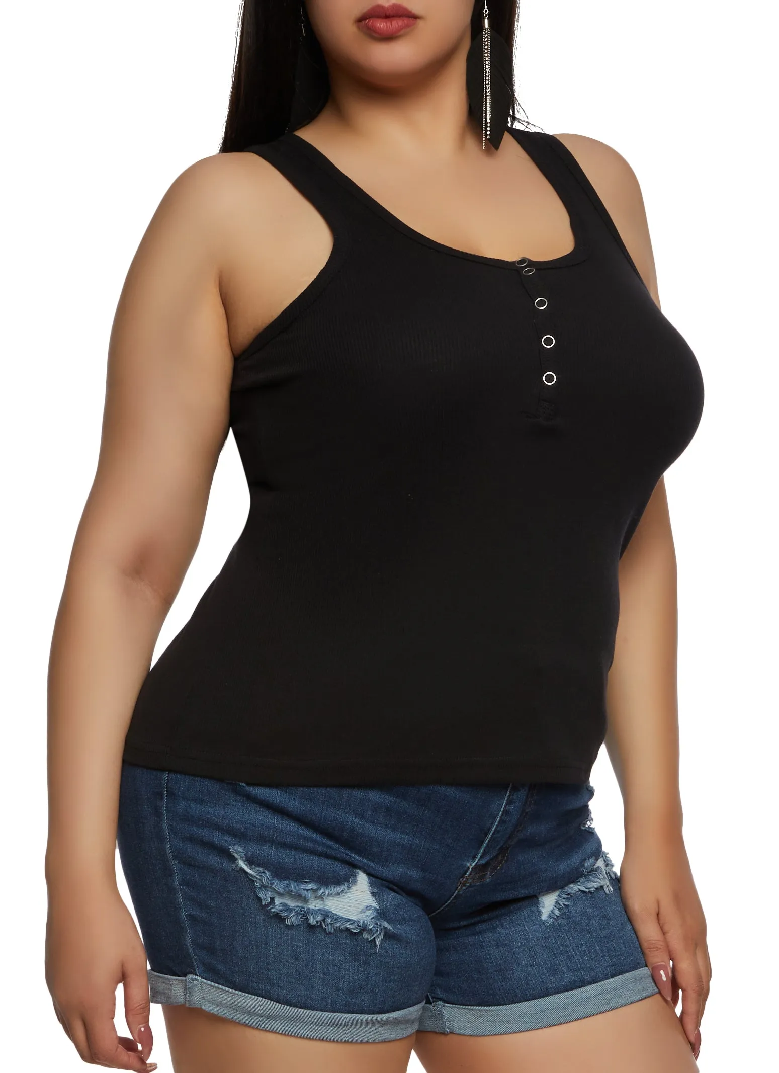 Plus Size Henley Tank Top sold by Rainbow product image thumbnail 2