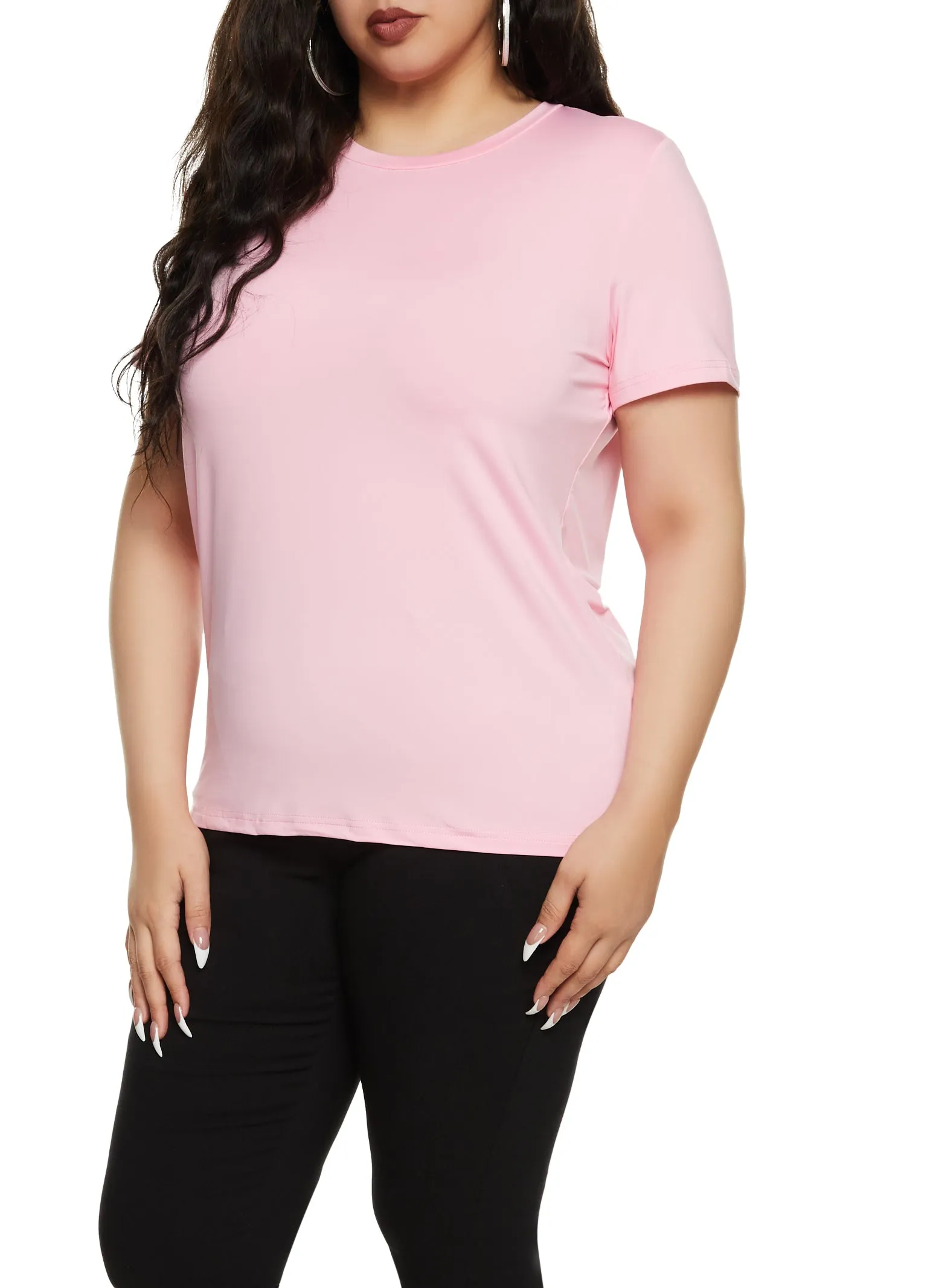 Plus Size Basic Soft Knit Short Sleeve Top sold by Rainbow product image thumbnail 2