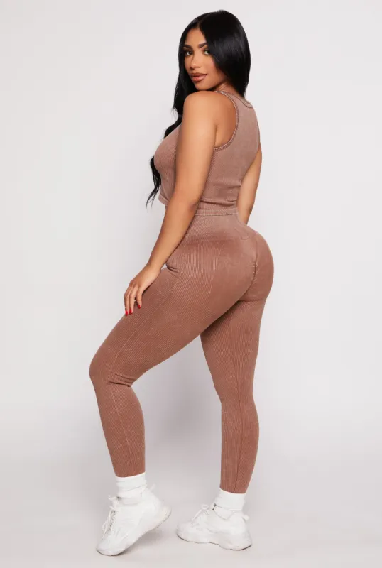 Daisy Seamless Ribbed High Waisted Leggings sold by Rainbow