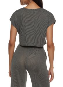 Brushed Knit Short Sleeve Crop Top sold by Rainbow