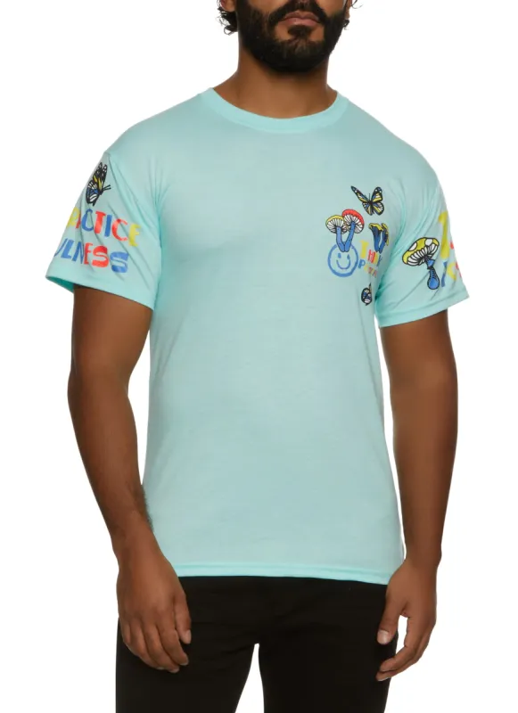 Mens Smiley Drip Mushroom Graphic Tee sold by Rainbow