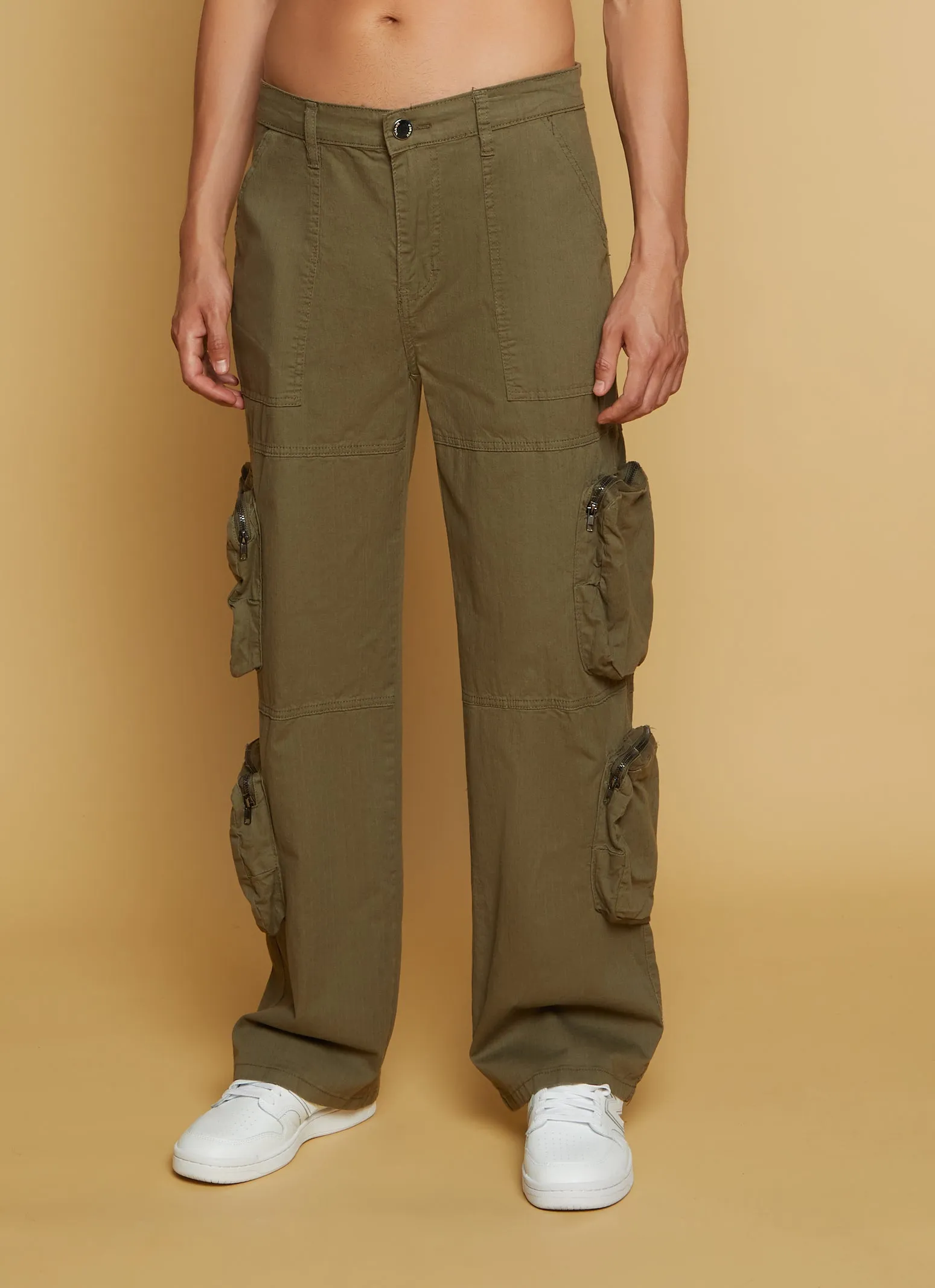 Mens Zipper Detail Straight Leg Cargo Pants sold by Rainbow product image thumbnail 2