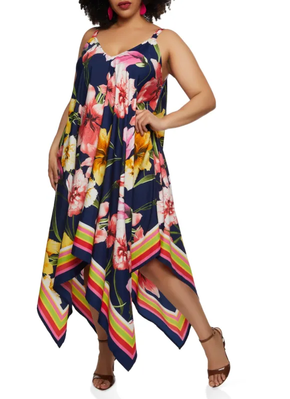 Plus Size Floral Printed V Neck Maxi Dress sold by Rainbow