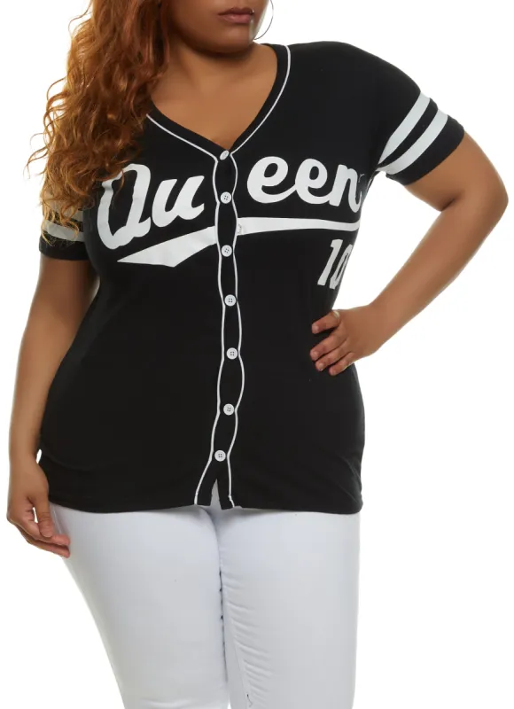 Plus Size Queen 10 Baseball Jersey sold by Rainbow